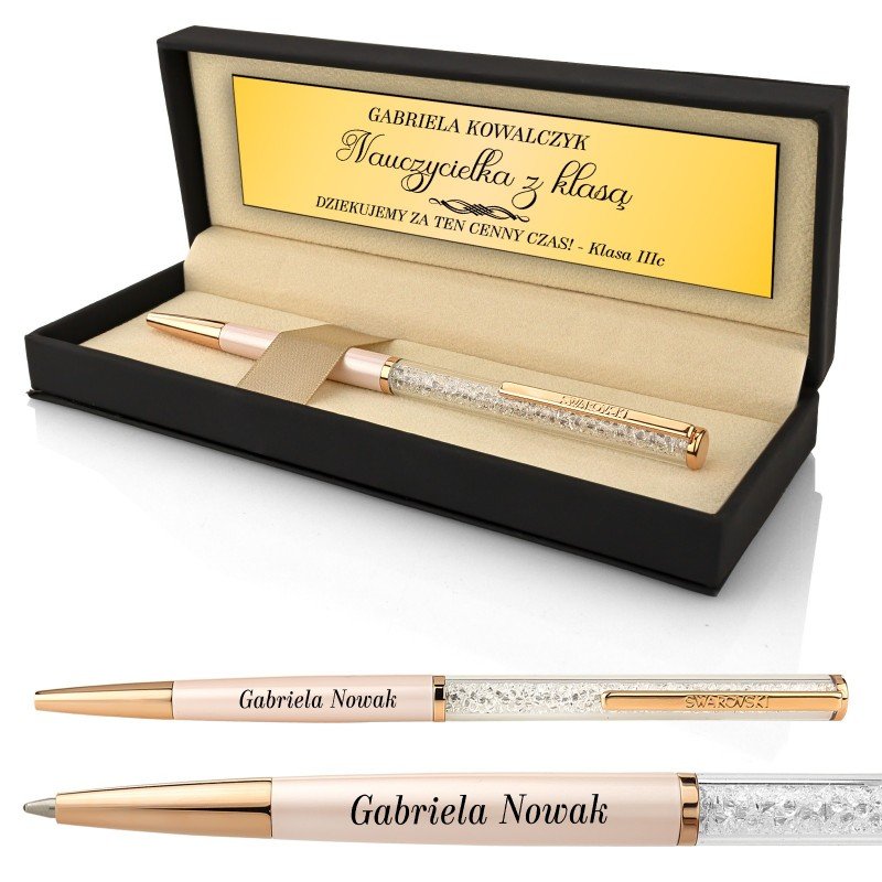 Długopis Swarovski w Etui z Grawerem dla Nauczycielki Personalizowany Prezent