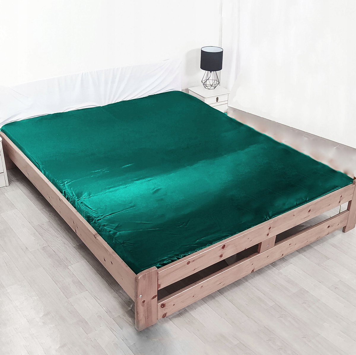 Prześcieradło satynowe 160x200 MOKER turkus