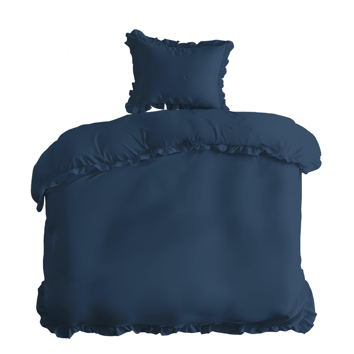 Pościel bawełniana 140x200 denim jednobarwna z falbanką Pure 23