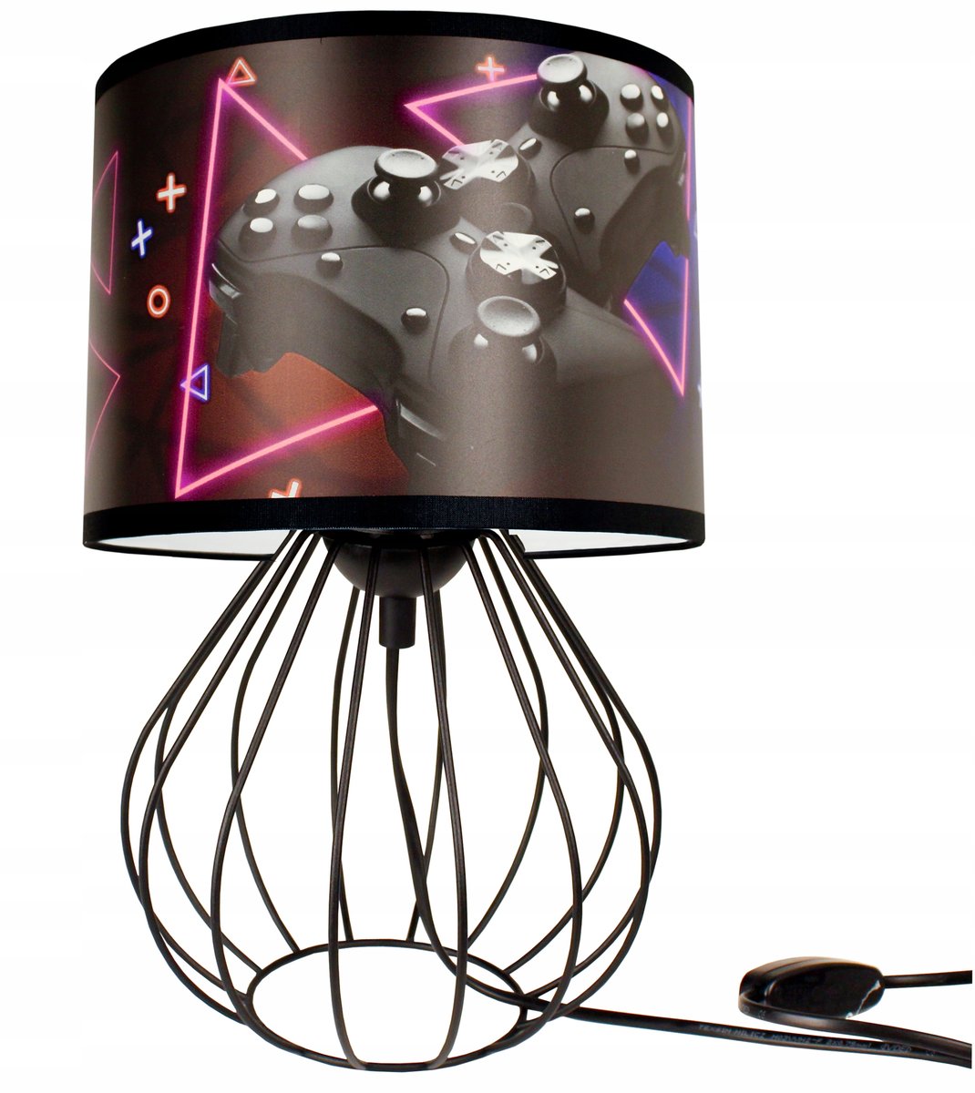 Lampka stołowa nocna biurkowa GAMING lampy do pokoju dziecka czarna