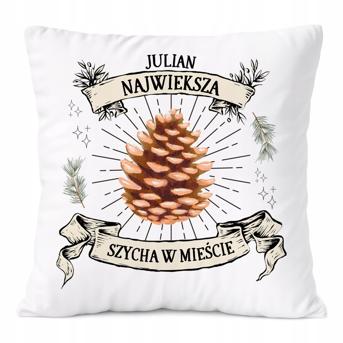 Poduszka Dla Juliana na Prezent z Nadrukiem ze Zdjęciem Biała PoliDraw