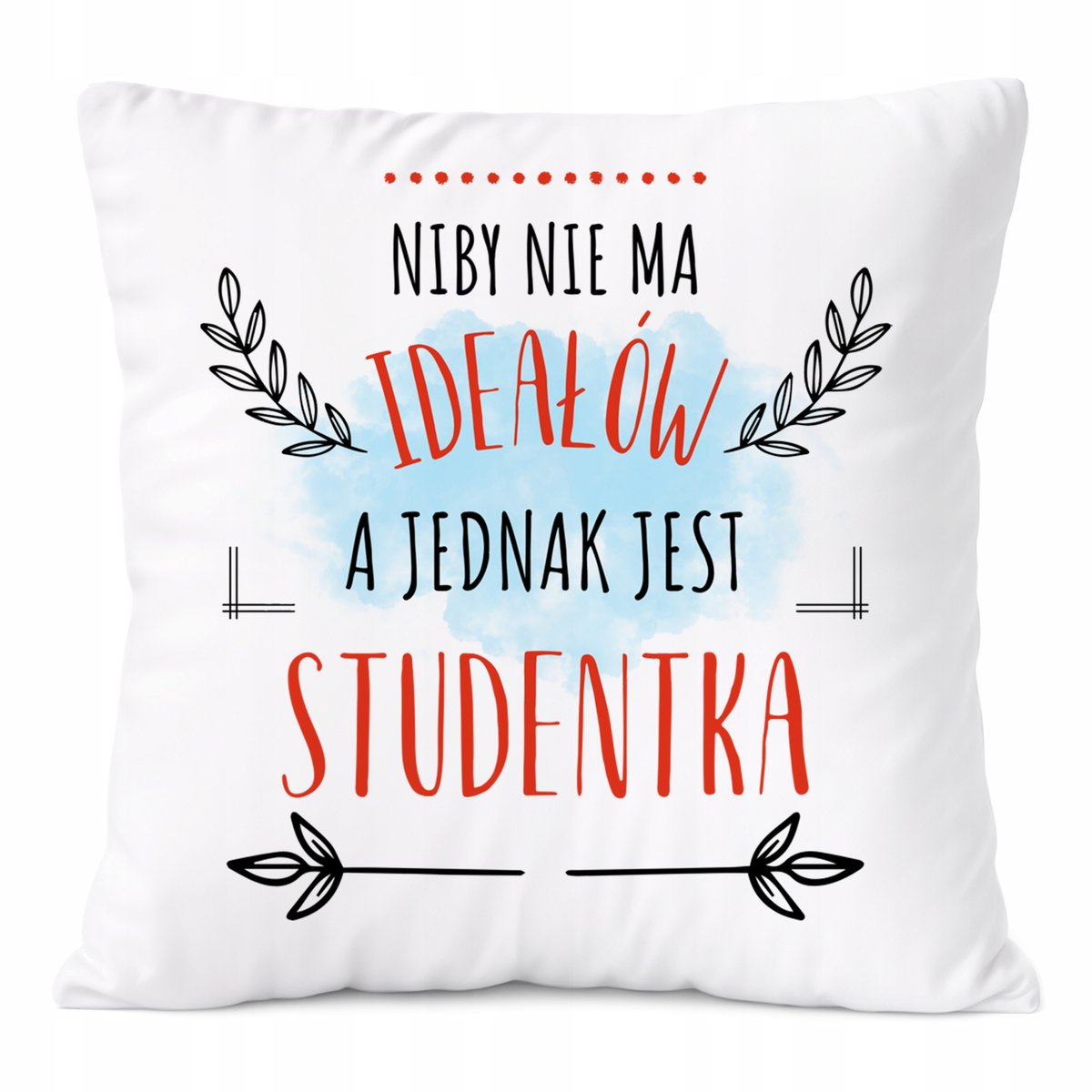Poduszka Dla Studentki na Prezent z Nadrukiem ze Zdjęciem Biała PoliDraw