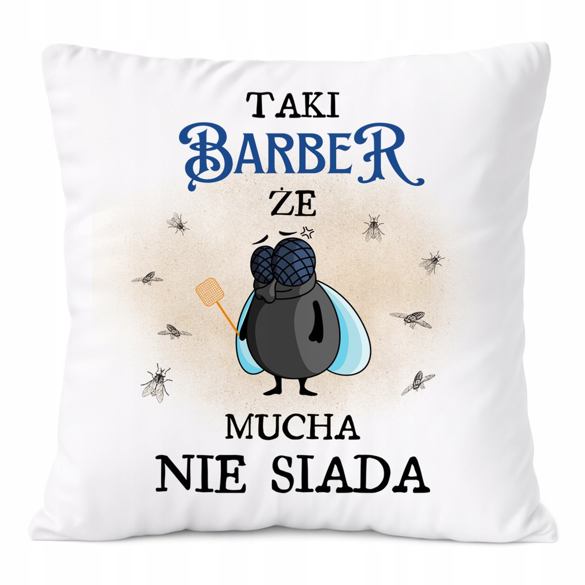 Poduszka Dla Barbera na Prezent z Nadrukiem ze Zdjęciem Biała PoliDraw