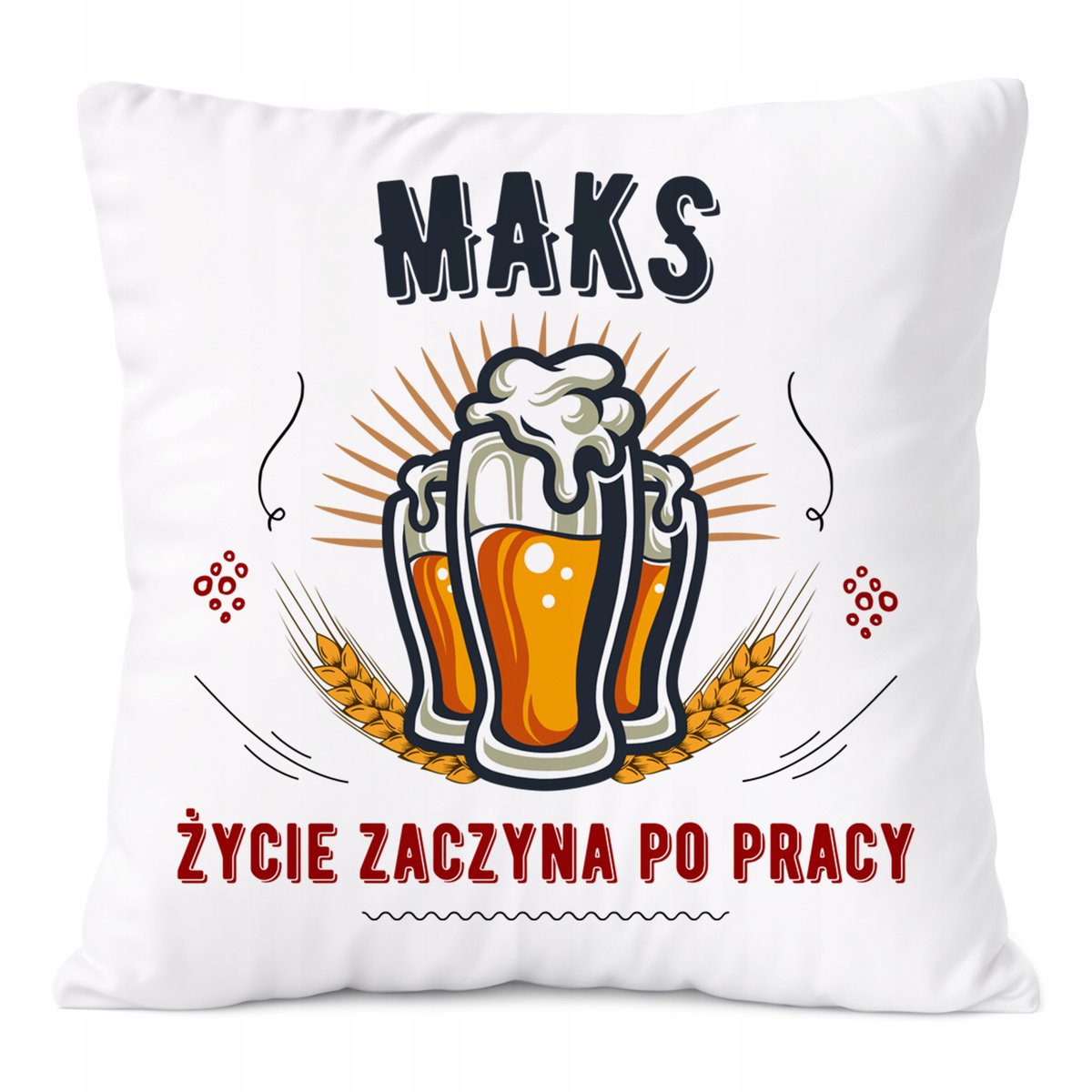 Poduszka Dla Maksa na Prezent z Nadrukiem ze Zdjęciem Biała PoliDraw