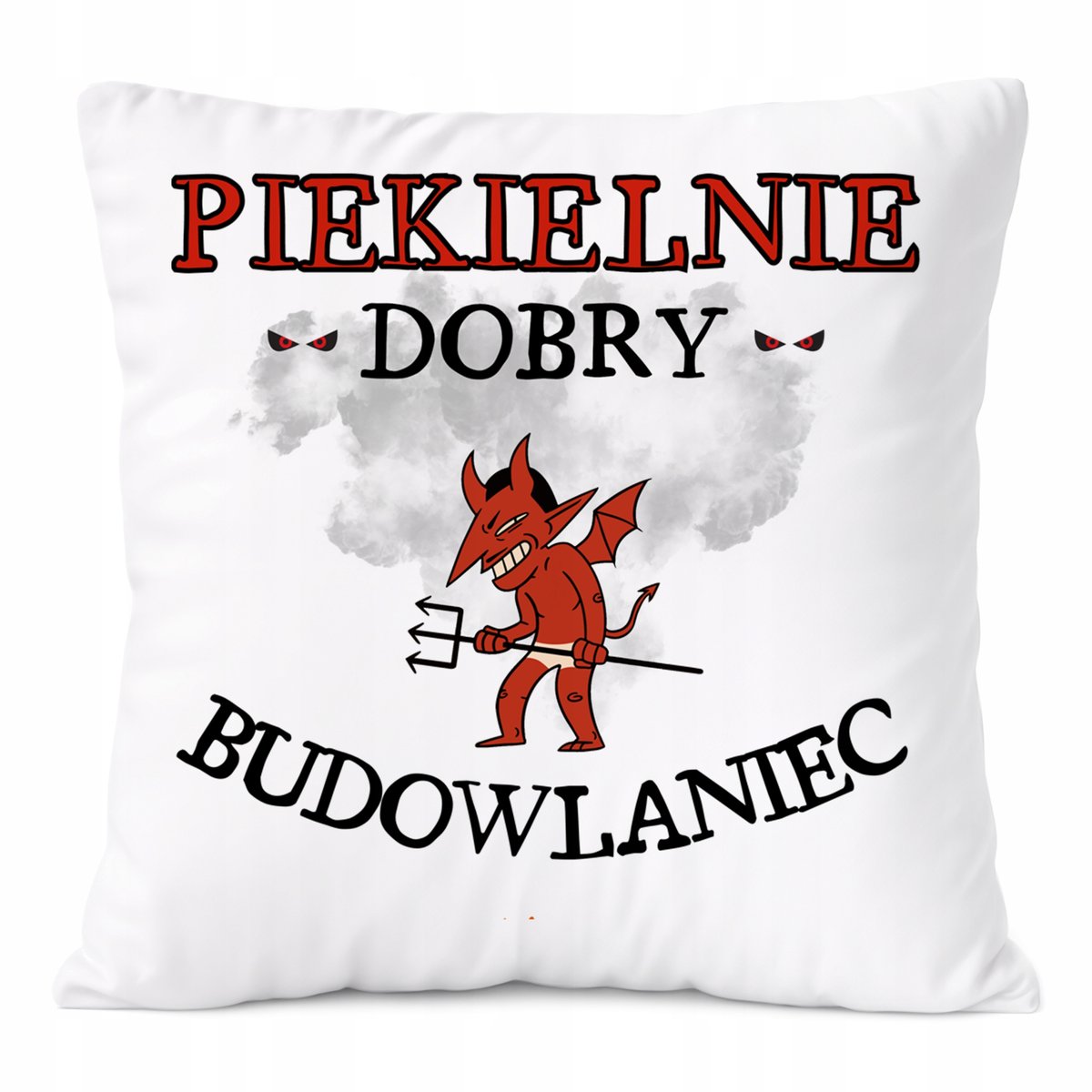 Poduszka Dla Budowlańca na Prezent z Nadrukiem ze Zdjęciem Biała PoliDraw