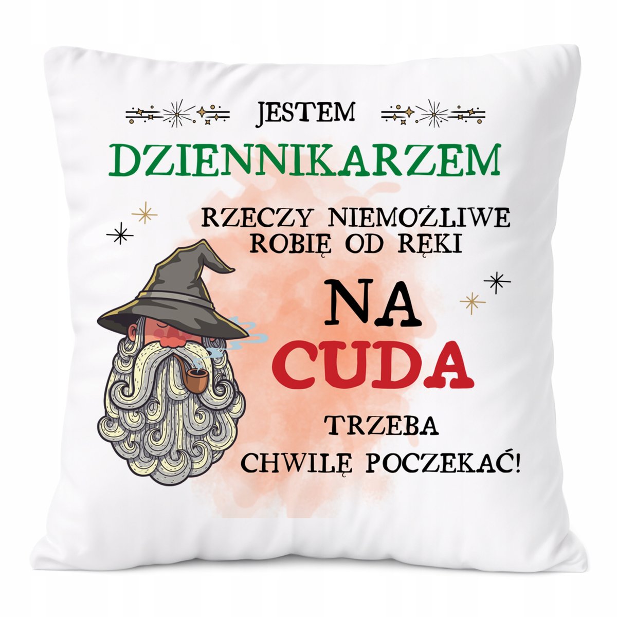Poduszka Dla Dziennikarza na Prezent z Nadrukiem ze Zdjęciem Biała PoliDraw