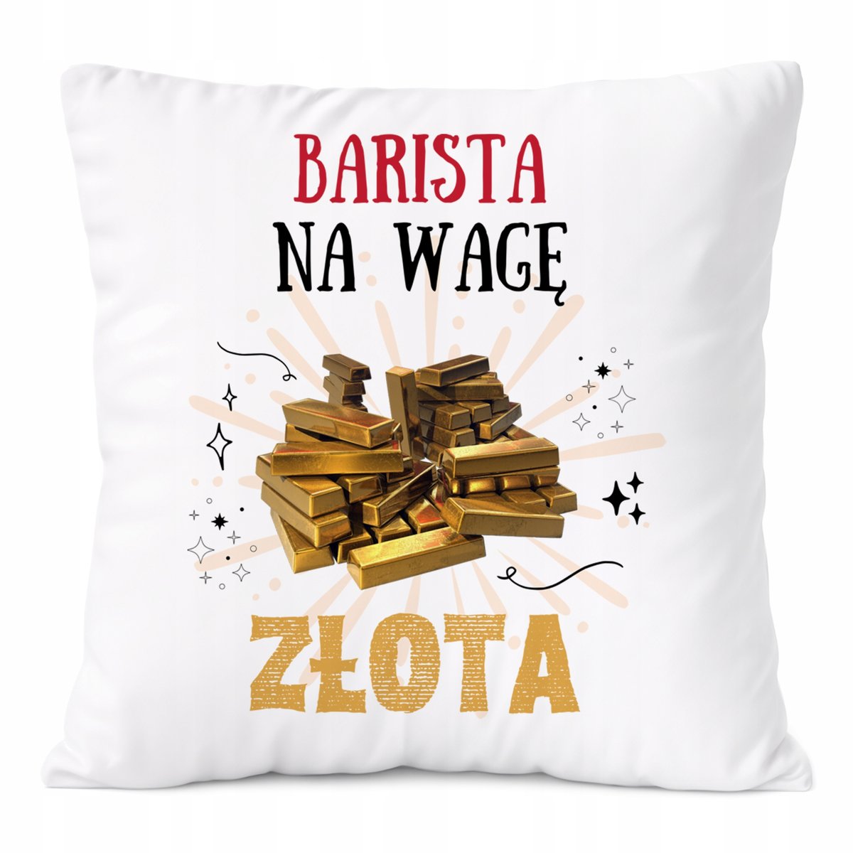 Poduszka Dla Baristy na Prezent z Nadrukiem ze Zdjęciem Biała PoliDraw