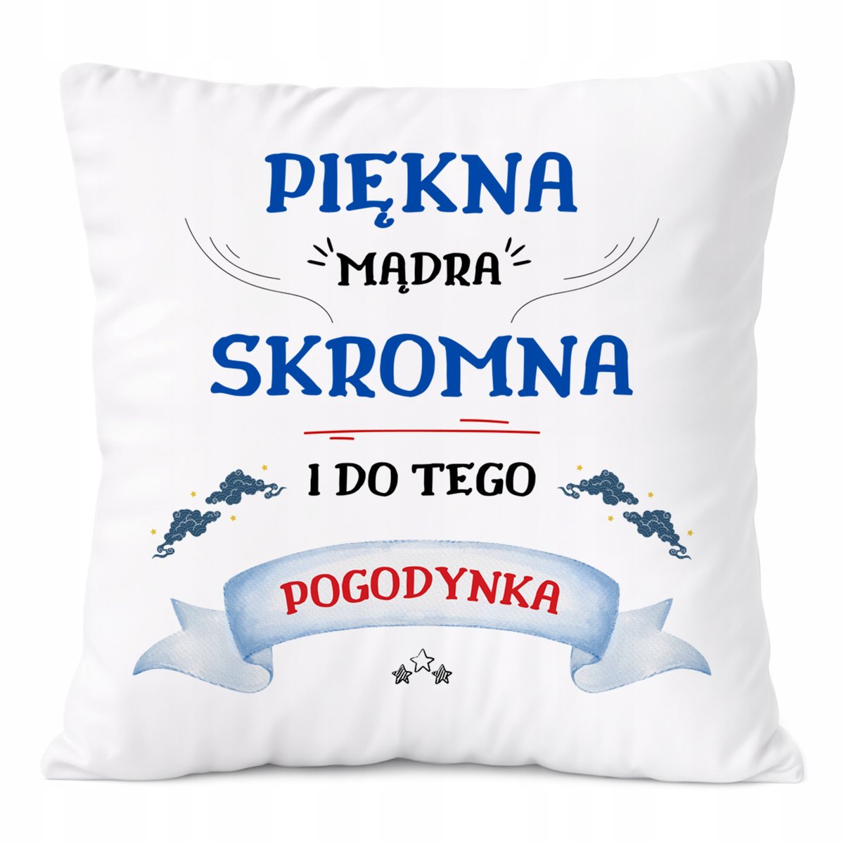 Poduszka Dla Pogodynki na Prezent z Nadrukiem ze Zdjęciem Biała PoliDraw
