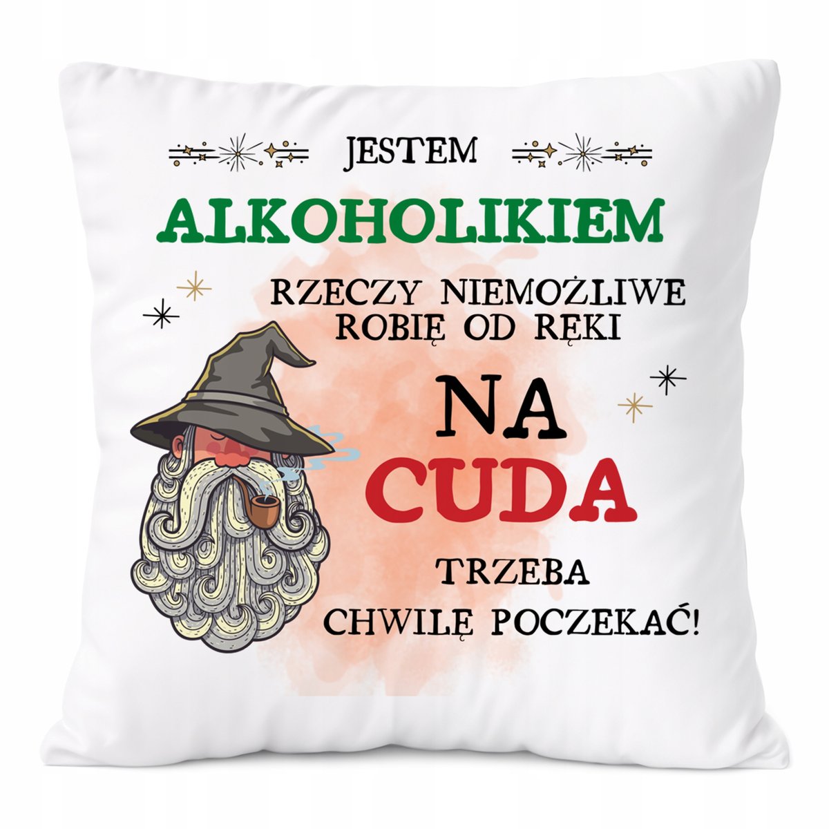 Poduszka Dla Alkoholika na Prezent z Nadrukiem ze Zdjęciem Biała PoliDraw