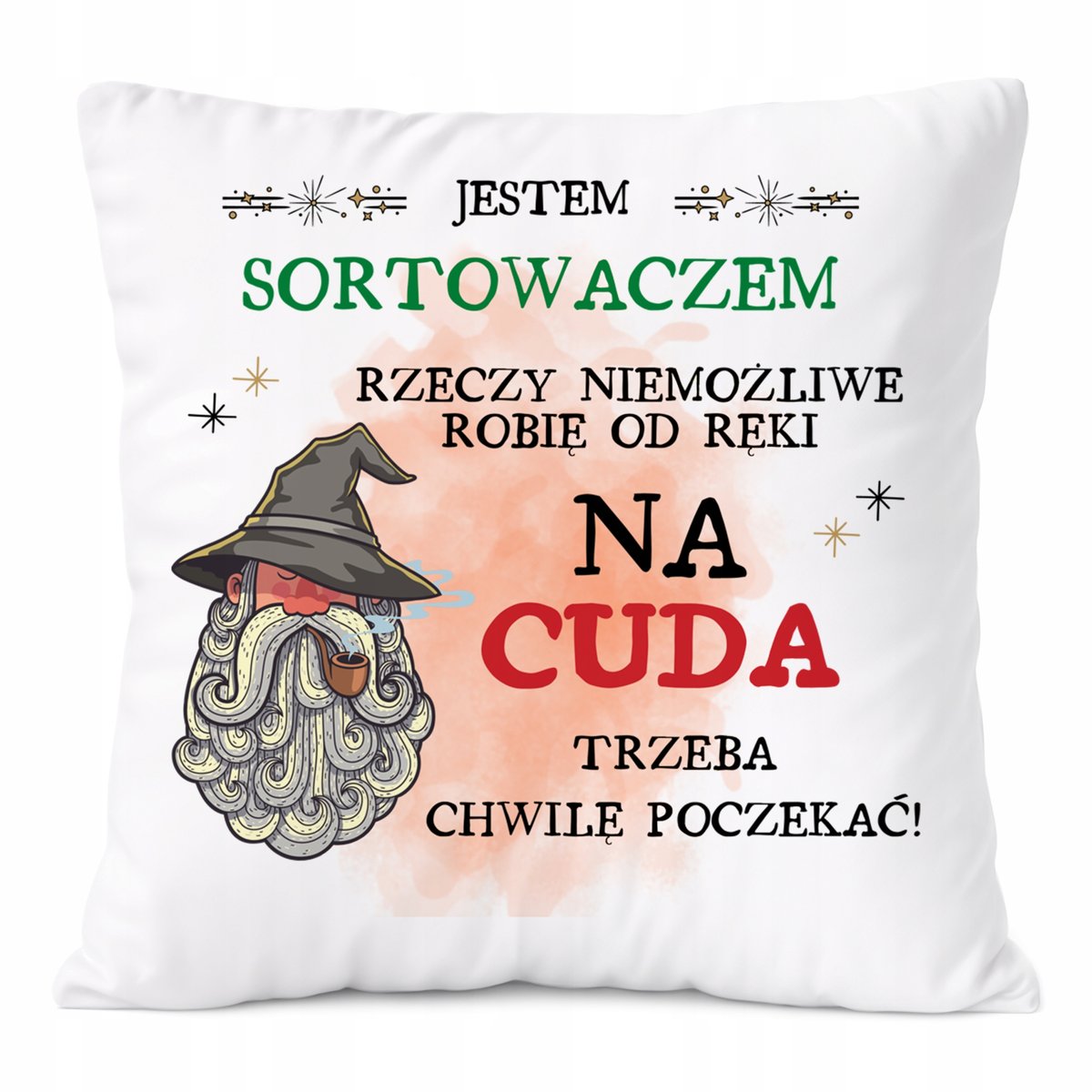 Poduszka Dla Sortowacza na Prezent z Nadrukiem ze Zdjęciem Biała PoliDraw