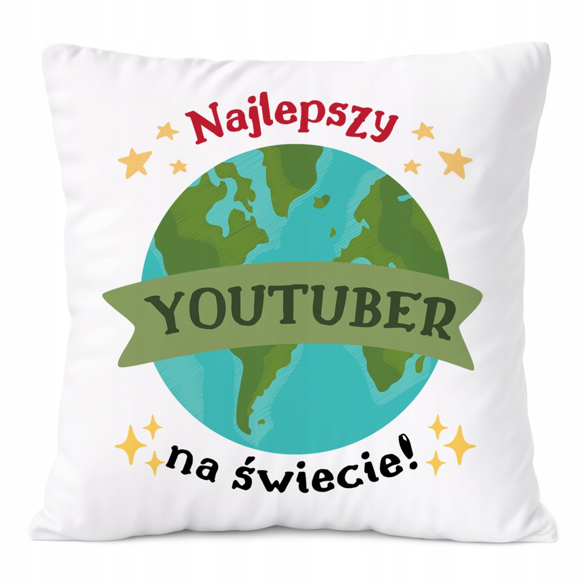 Poduszka Dla YouTubera na Prezent z Nadrukiem ze Zdjęciem Biała PoliDraw