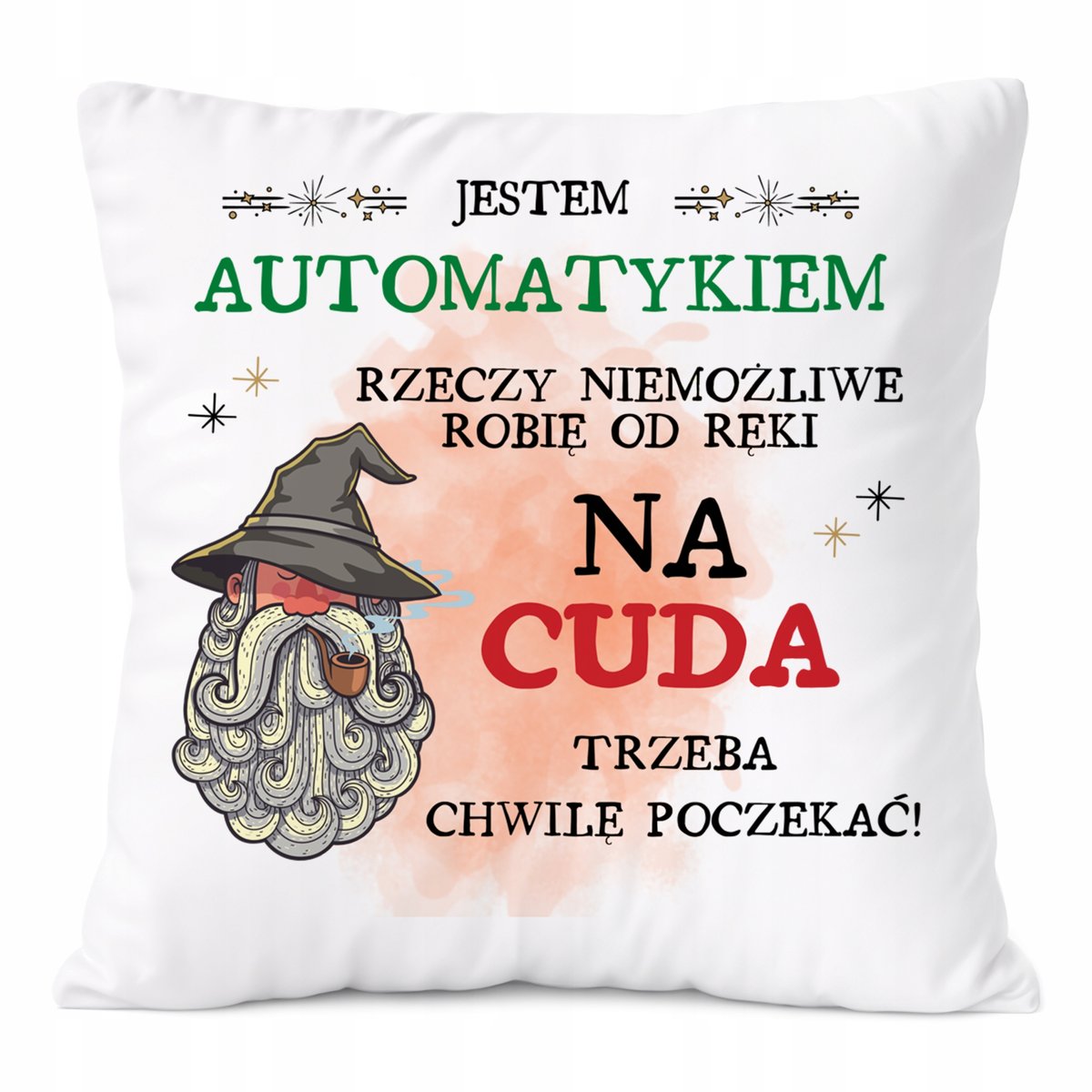 Poduszka Dla Automatyka na Prezent z Nadrukiem ze Zdjęciem Biała PoliDraw