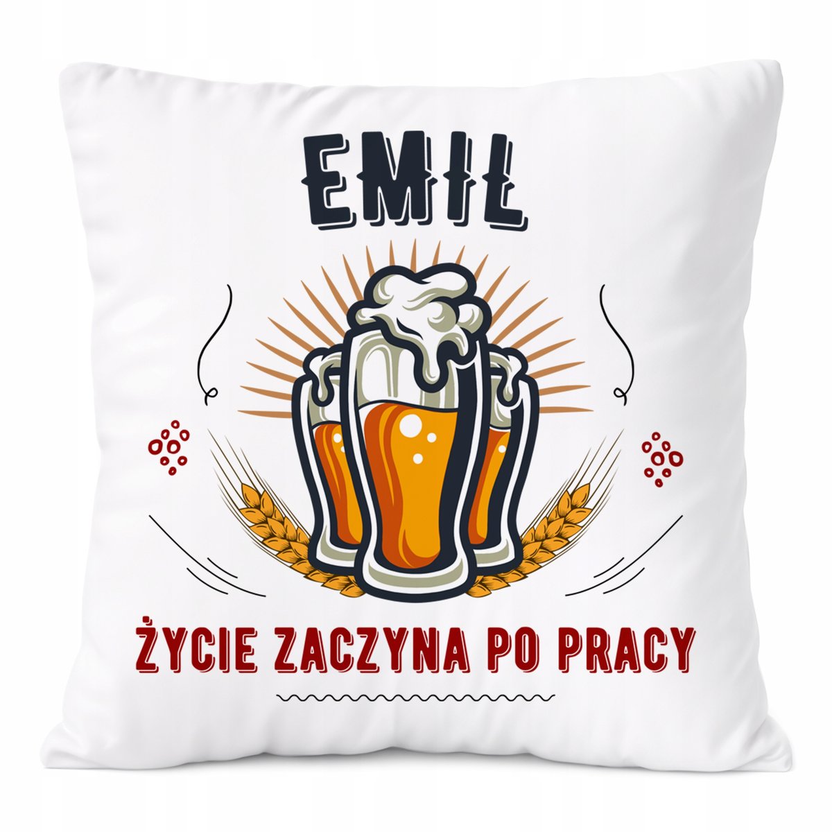 Poduszka Dle Emila na Prezent z Nadrukiem ze Zdjęciem Biała PoliDraw