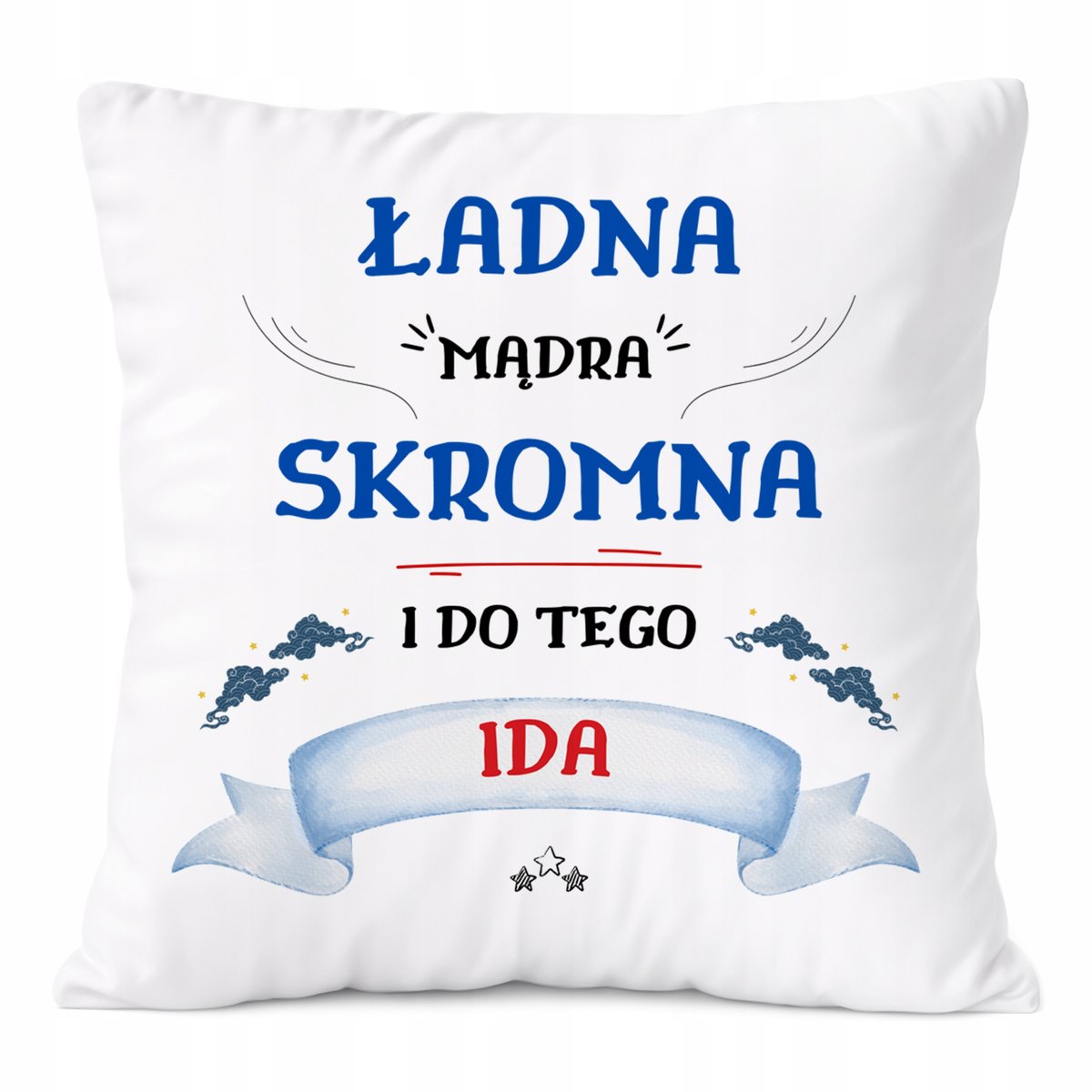 Poduszka Dla Idy na Prezent z Nadrukiem ze Zdjęciem Biała PoliDraw