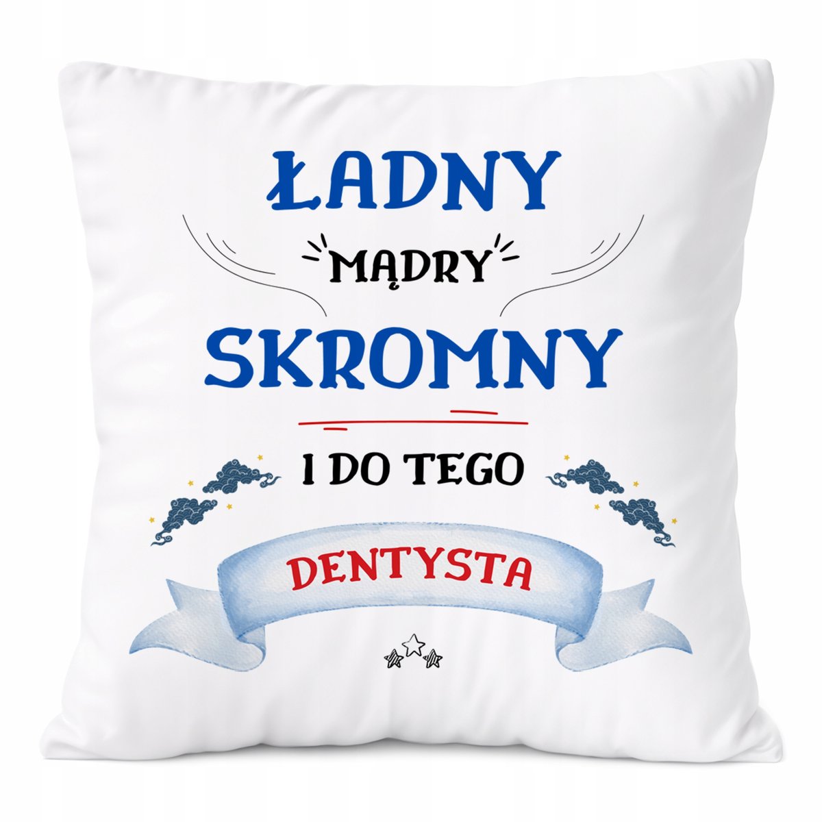 Poduszka Dla Dentysty na Prezent z Nadrukiem ze Zdjęciem Biała PoliDraw
