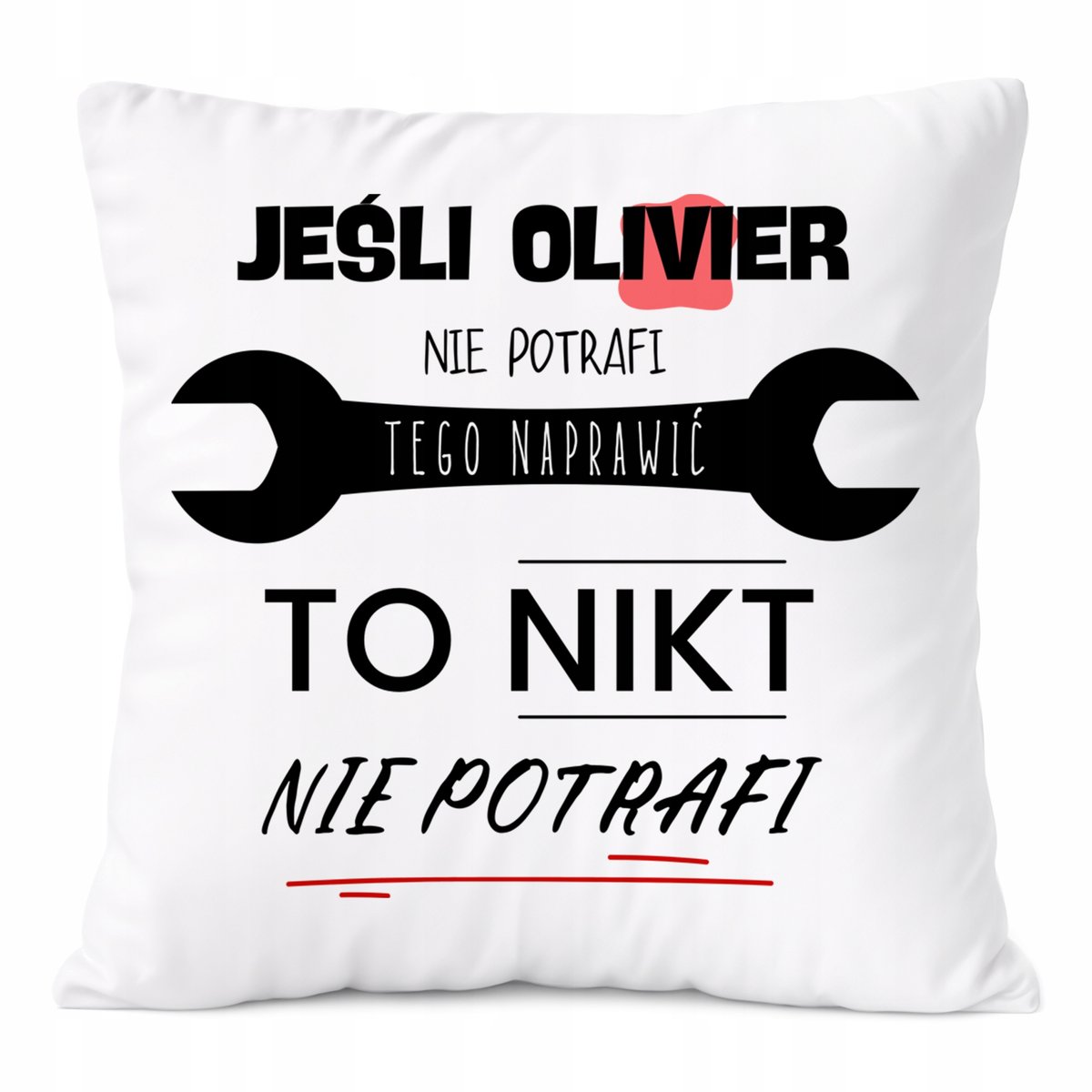 Poduszka Dla Oliviera na Prezent z Nadrukiem ze Zdjęciem Biała PoliDraw