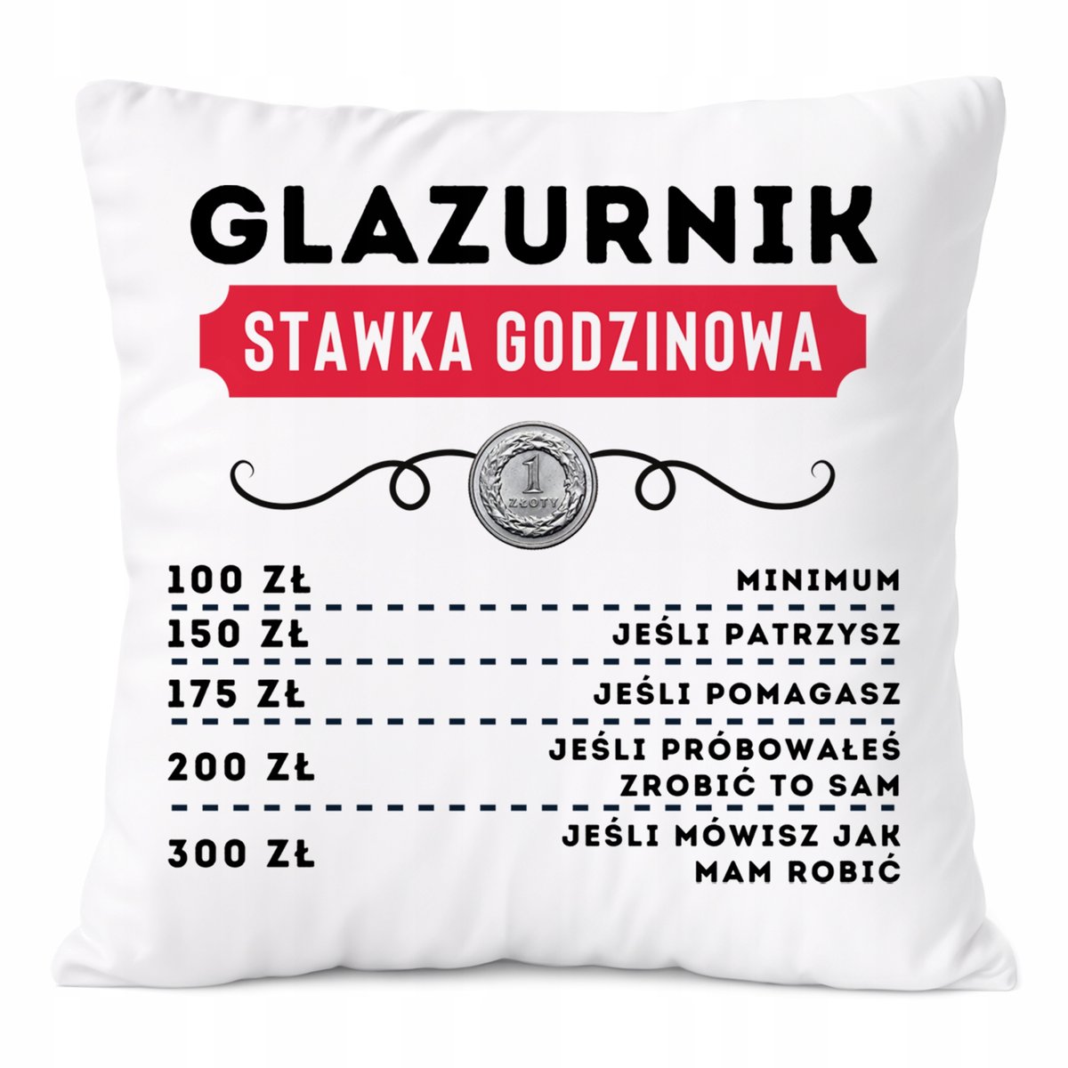 Poduszka Dla Glazurnika na Prezent z Nadrukiem ze Zdjęciem Biała PoliDraw