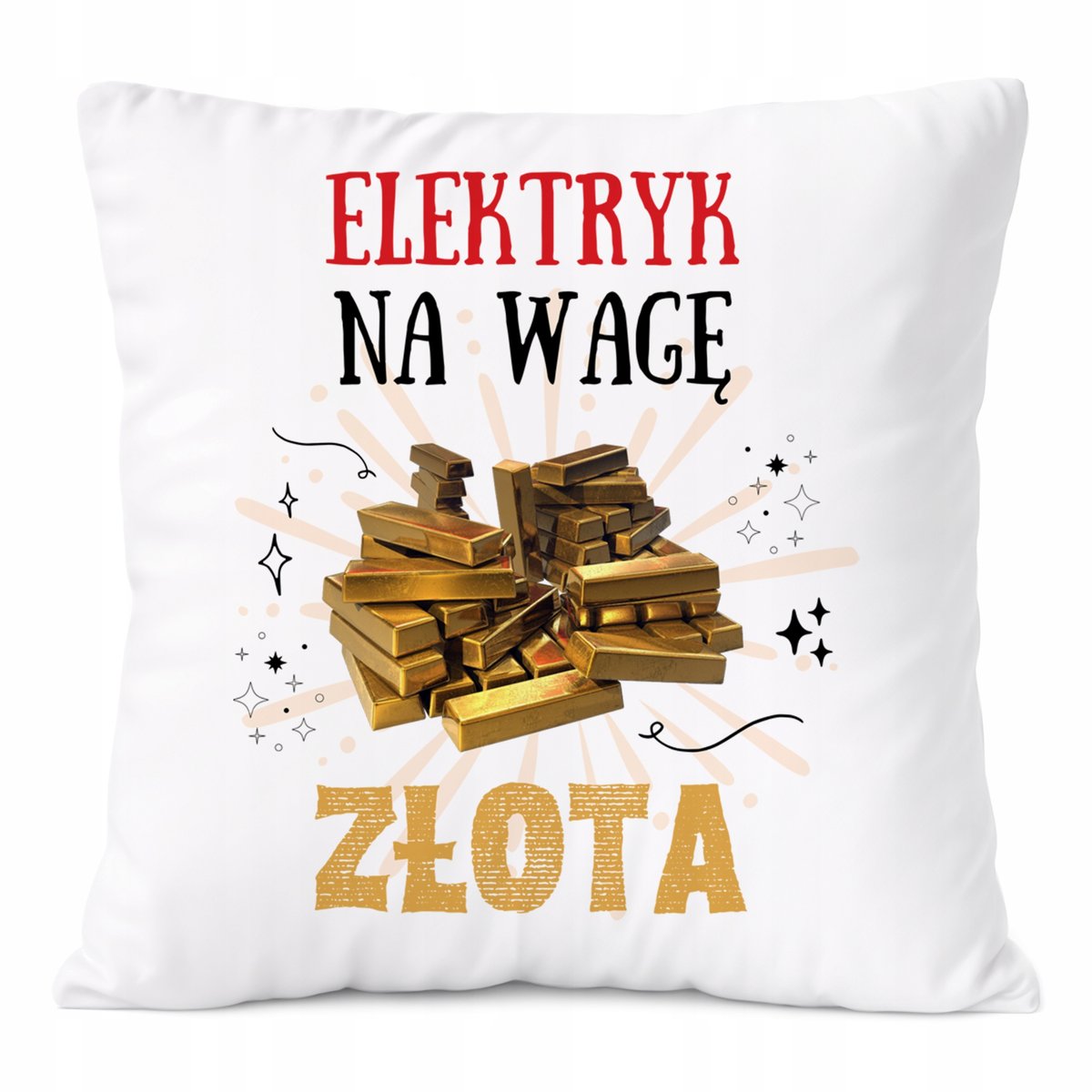 Poduszka Dla Elektryka na Prezent z Nadrukiem ze Zdjęciem Biała PoliDraw