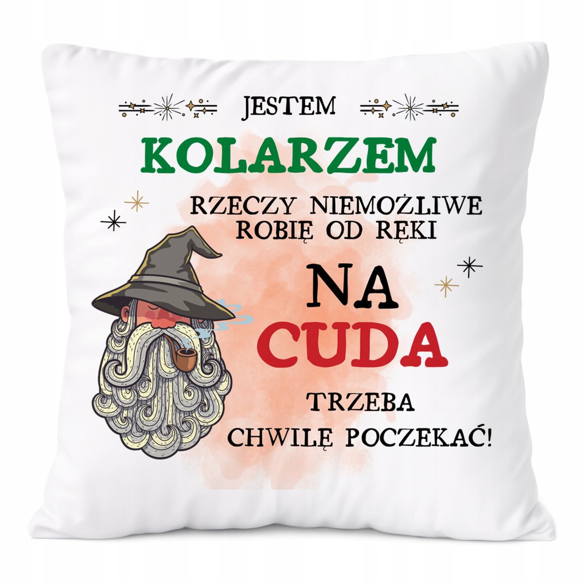 Poduszka Dla Kolarza na Prezent z Nadrukiem ze Zdjęciem Biała PoliDraw
