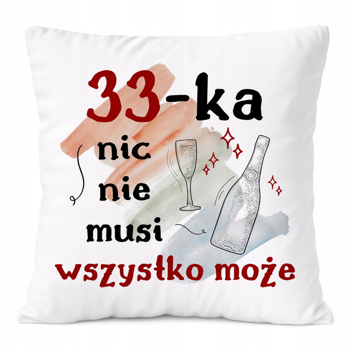 Poduszka Urodziny33 na Prezent z Nadrukiem ze Zdjęciem Biała PoliDraw