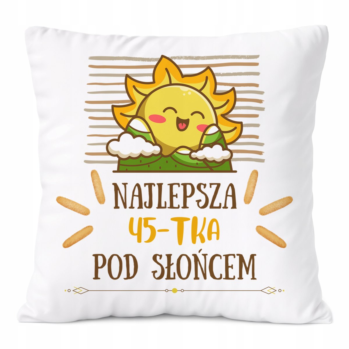 Poduszka Urodziny45 na Prezent z Nadrukiem ze Zdjęciem Biała PoliDraw