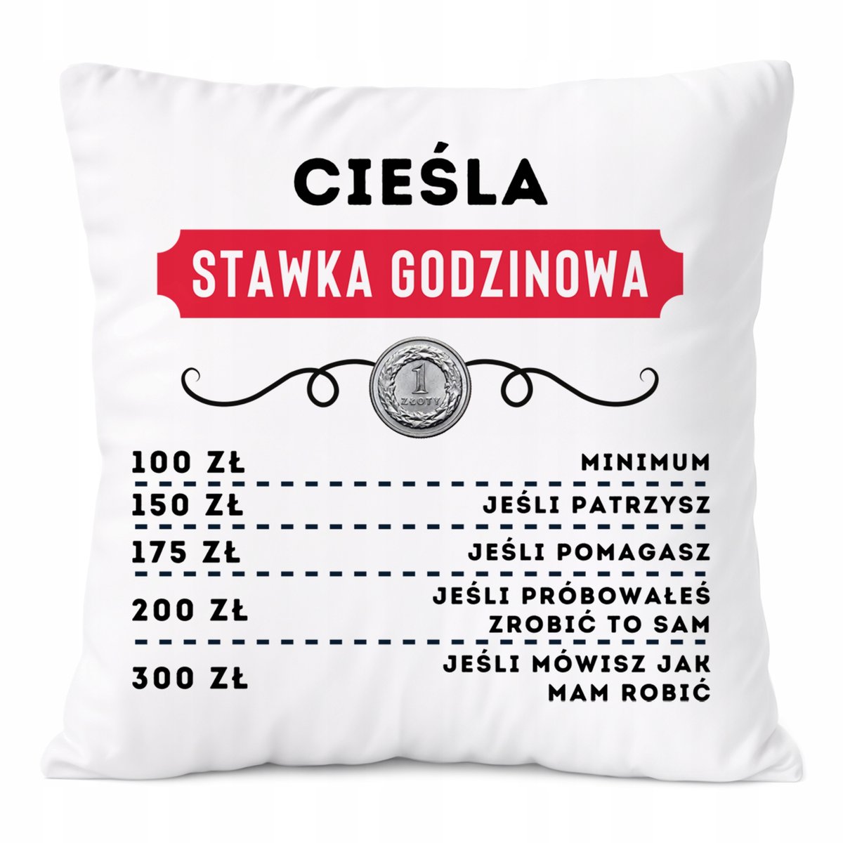 Poduszka Dla Cieśli na Prezent z Nadrukiem ze Zdjęciem Biała PoliDraw