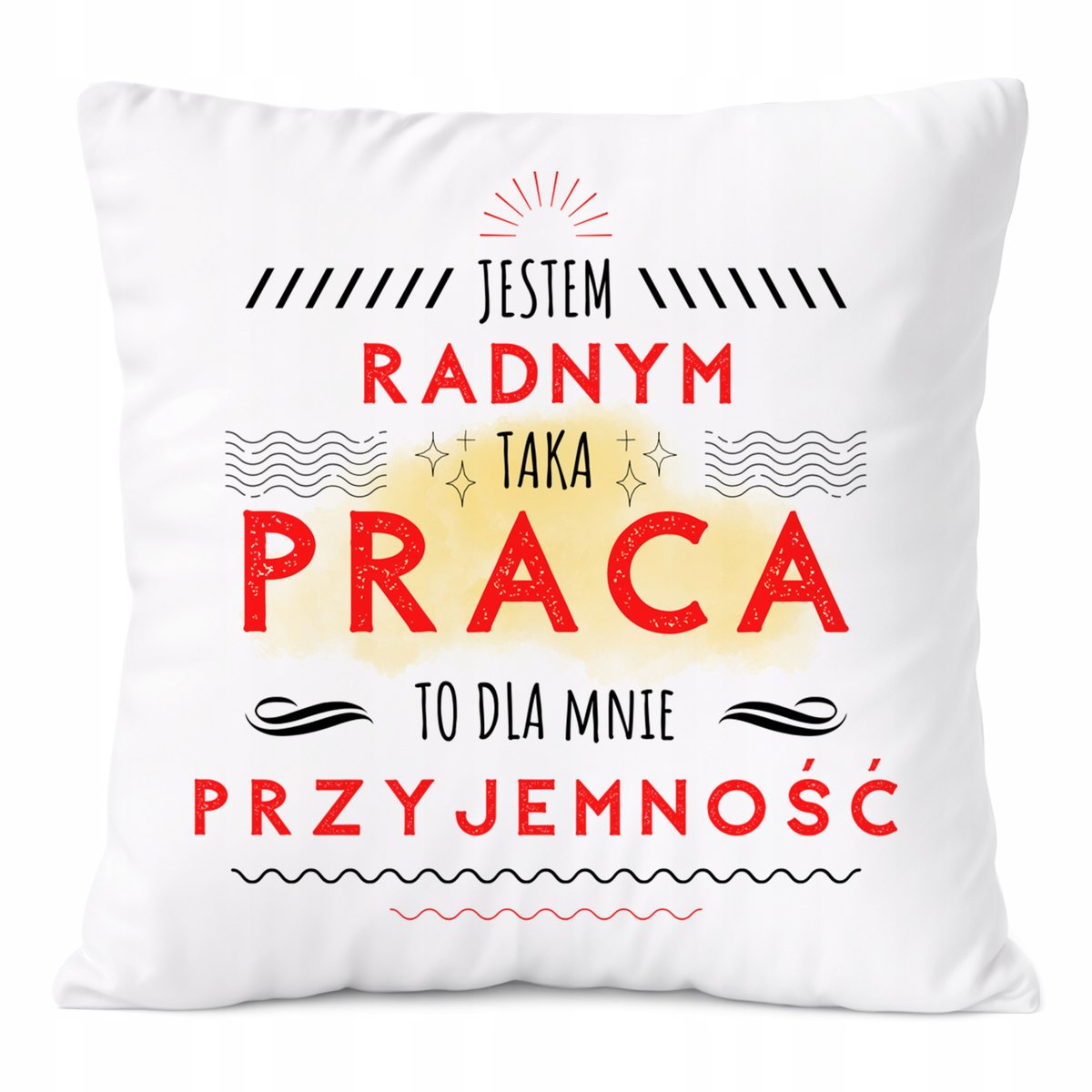 Poduszka Dla Radnego na Prezent z Nadrukiem ze Zdjęciem Biała PoliDraw