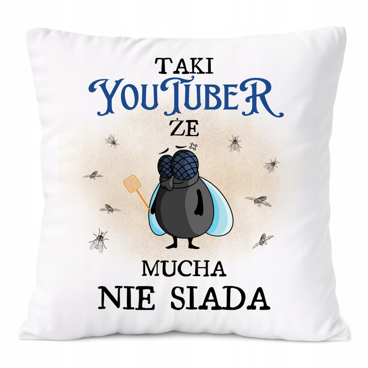 Poduszka Dla YouTubera na Prezent z Nadrukiem ze Zdjęciem Biała PoliDraw