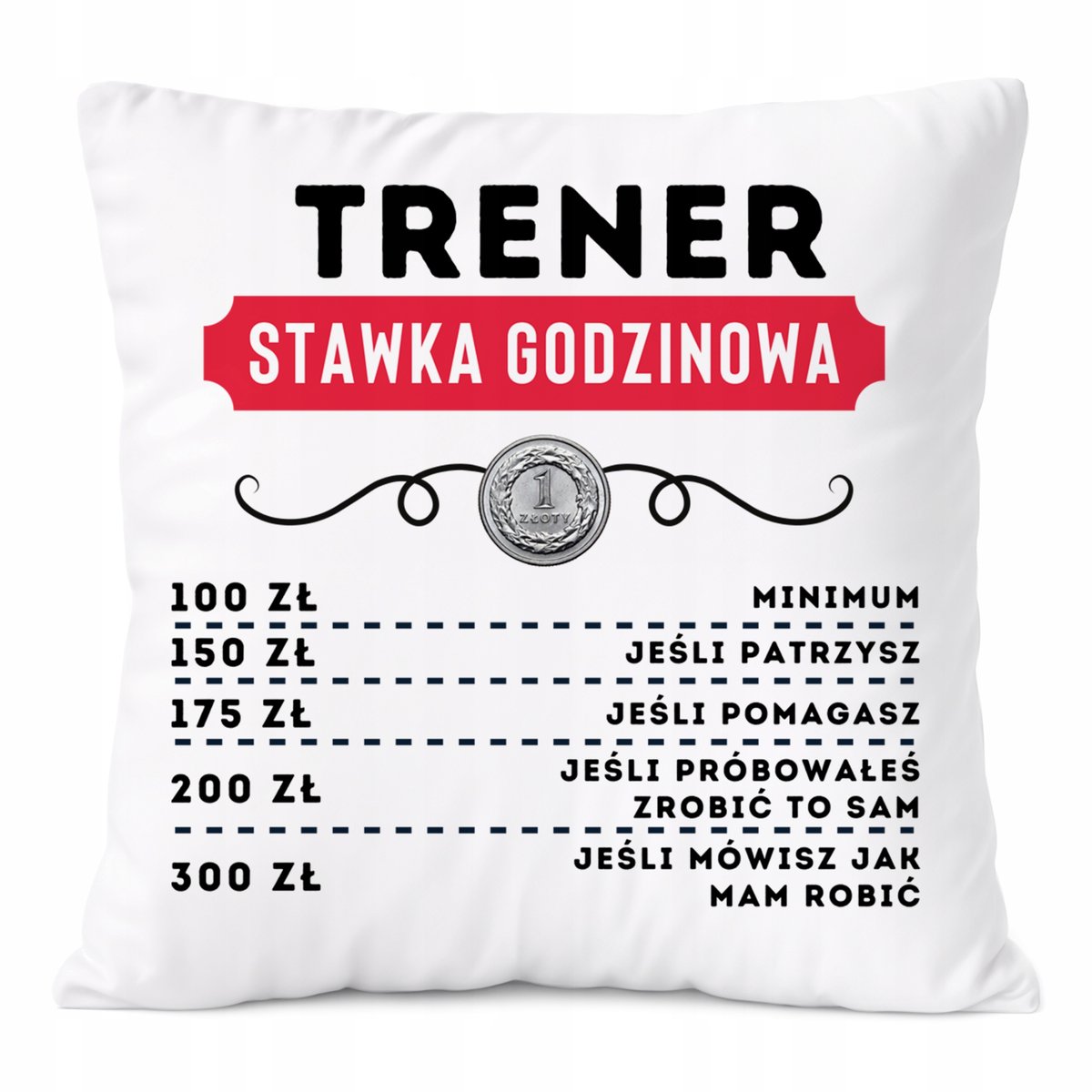 Poduszka Dla Trenera na Prezent z Nadrukiem ze Zdjęciem Biała PoliDraw