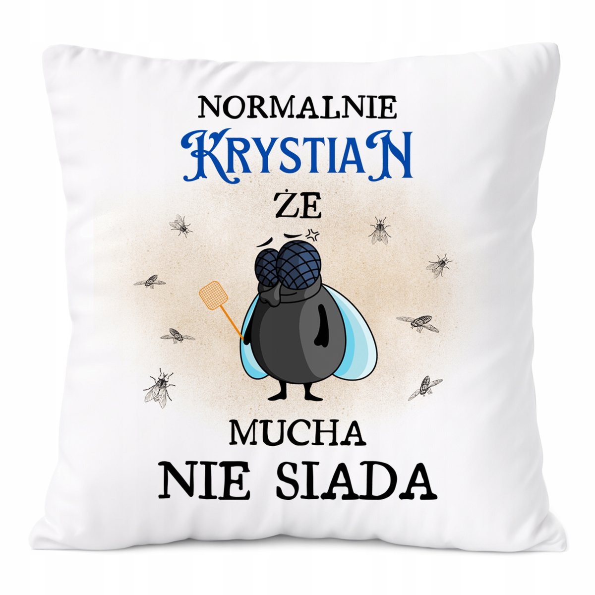 Poduszka Dla Krystiana na Prezent z Nadrukiem ze Zdjęciem Biała PoliDraw