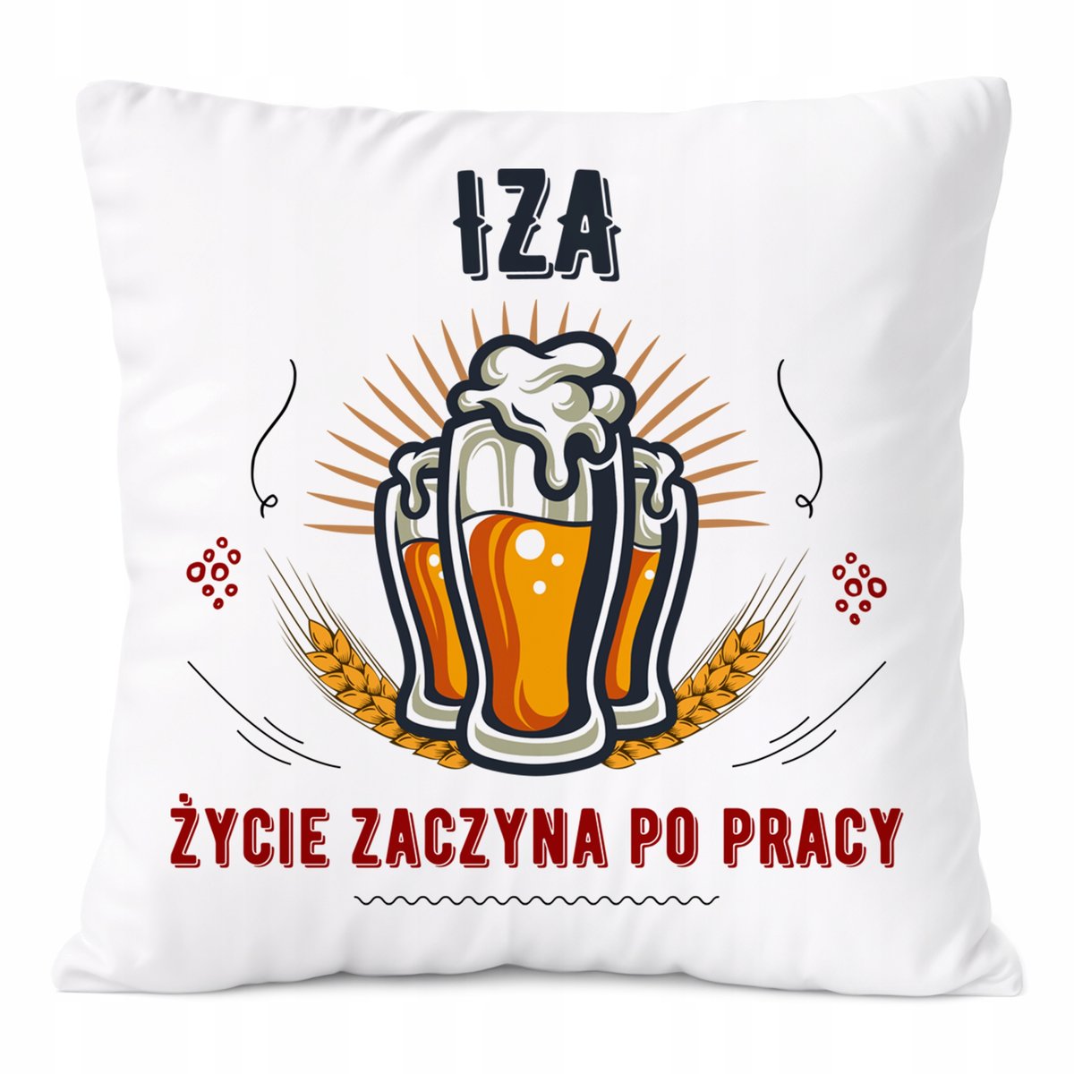 Poduszka Dla Izy na Prezent z Nadrukiem ze Zdjęciem Biała PoliDraw