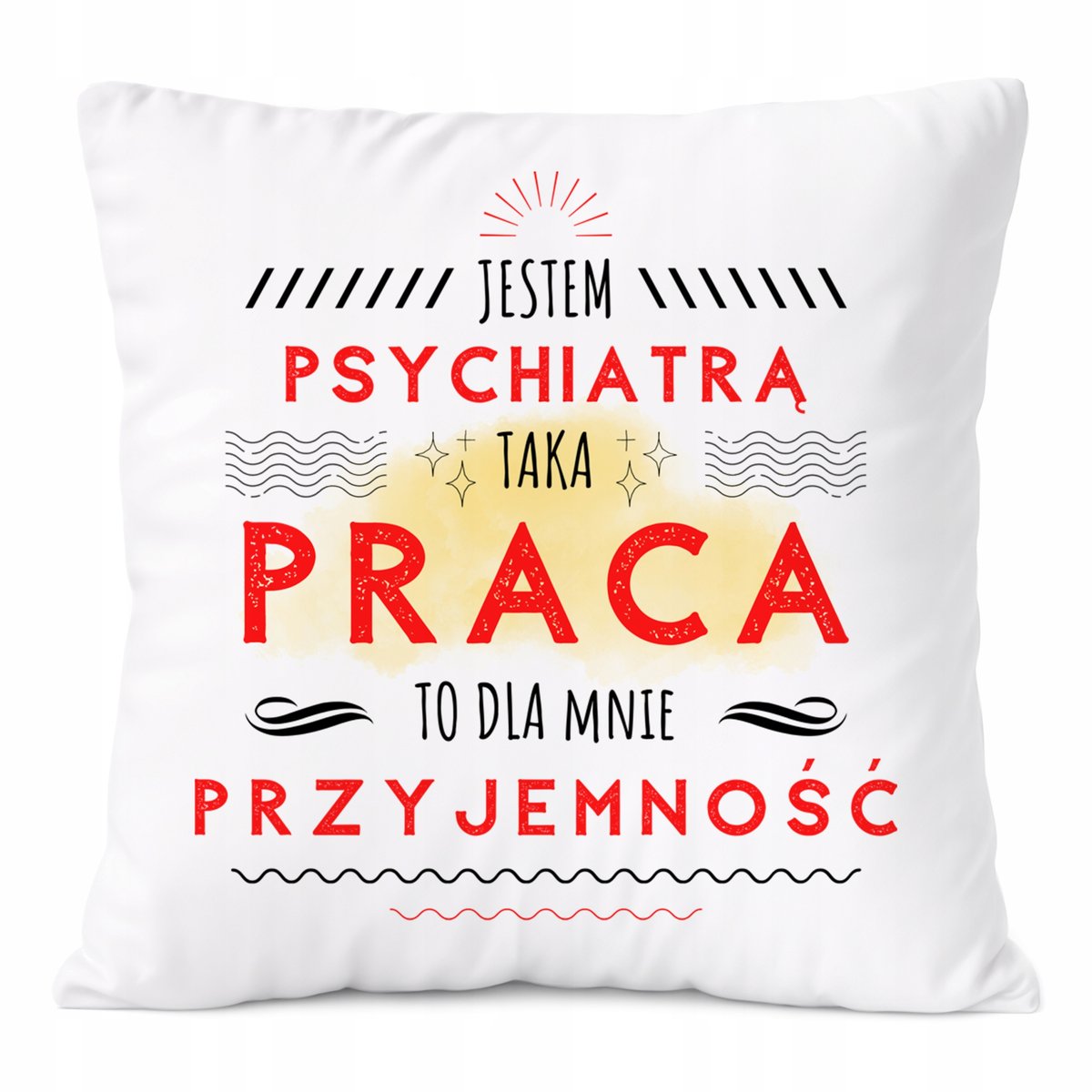 Poduszka Dla Psychiatry na Prezent z Nadrukiem ze Zdjęciem Biała PoliDraw