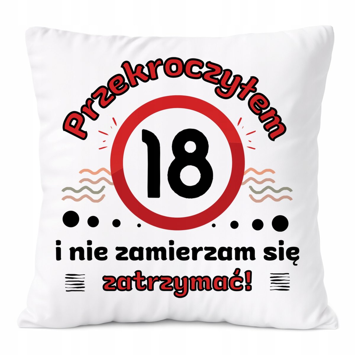 Poduszka Urodziny18 na Prezent z Nadrukiem ze Zdjęciem Biała PoliDraw