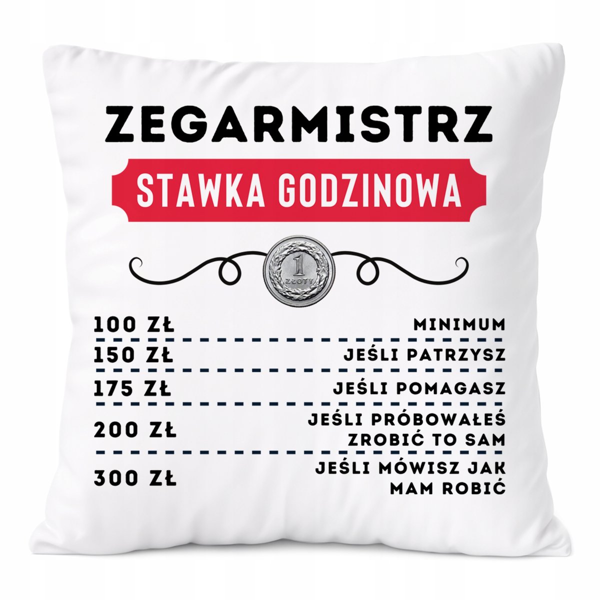 Poduszka Dla Zegarmistrza na Prezent z Nadrukiem ze Zdjęciem Biała PoliDraw