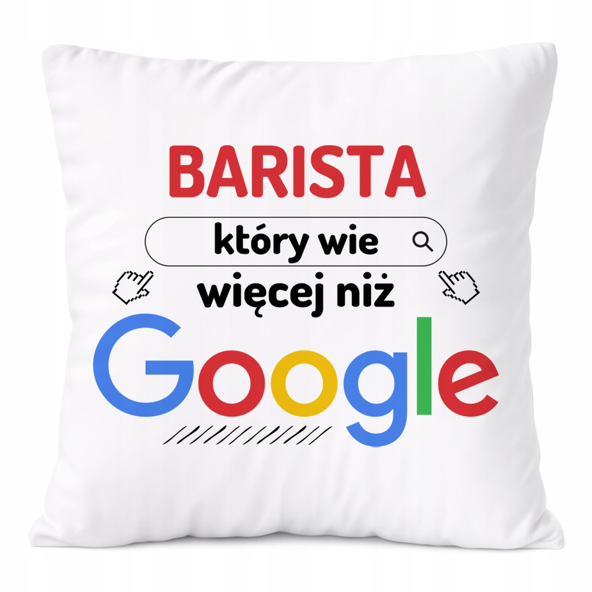 Poduszka Dla Baristy na Prezent z Nadrukiem ze Zdjęciem Biała PoliDraw