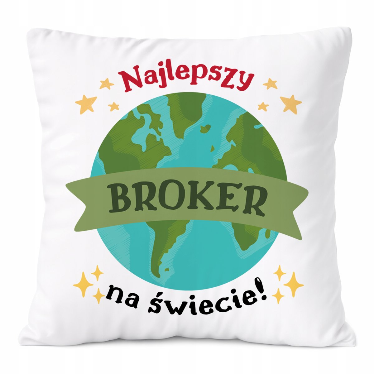 Poduszka Dla Brokera na Prezent z Nadrukiem ze Zdjęciem Biała PoliDraw