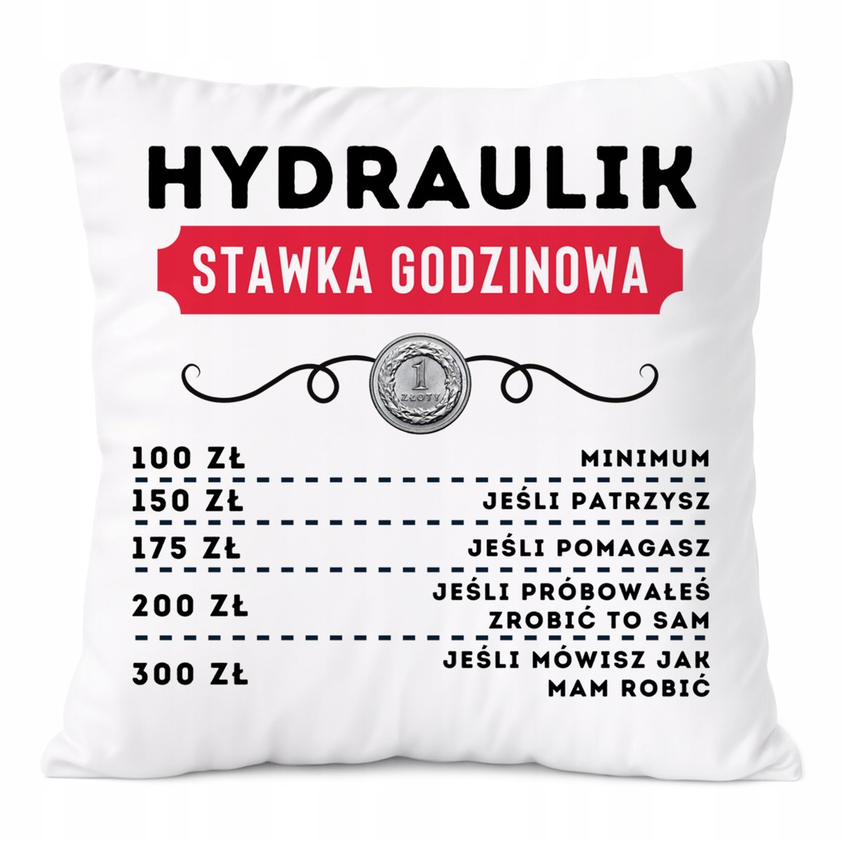 Poduszka Dla Hydraulika na Prezent z Nadrukiem ze Zdjęciem Biała PoliDraw