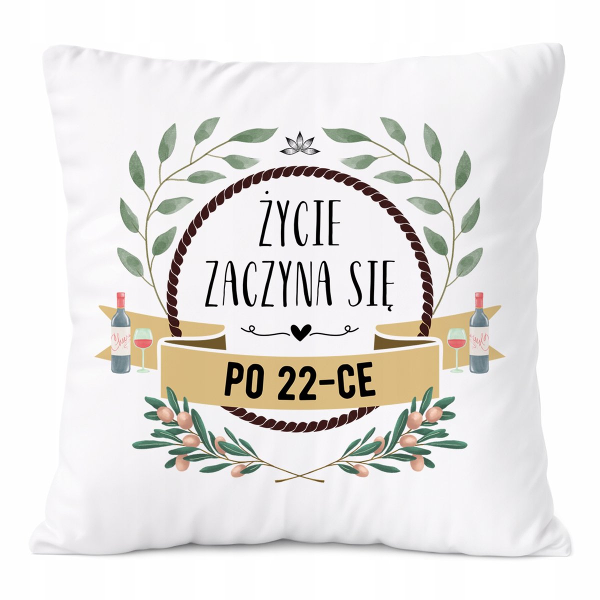 Poduszka Urodziny22 na Prezent z Nadrukiem ze Zdjęciem Biała PoliDraw