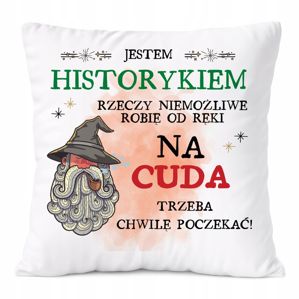 Poduszka Dla Historyka na Prezent z Nadrukiem ze Zdjęciem Biała PoliDraw