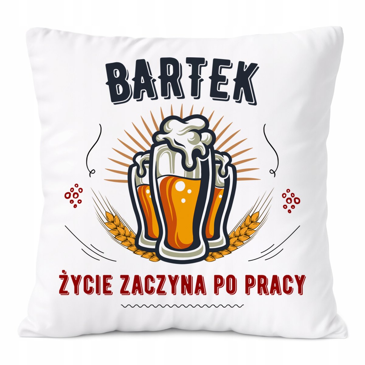 Poduszka Dla Bartka na Prezent z Nadrukiem ze Zdjęciem Biała PoliDraw