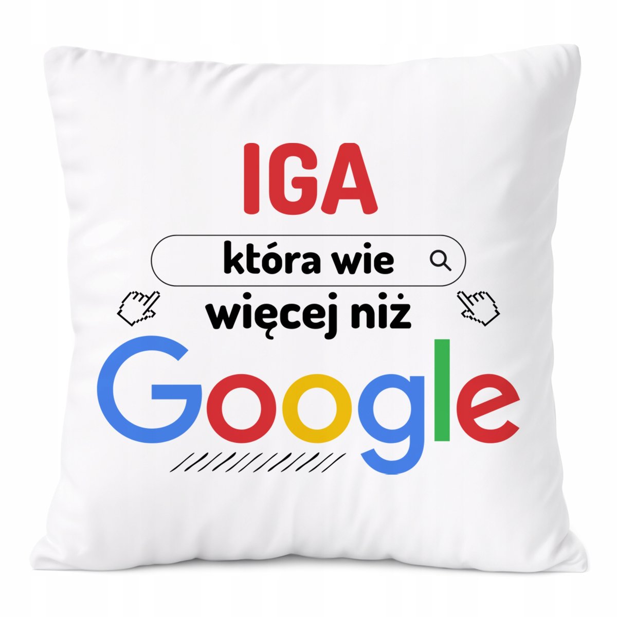 Poduszka Dla Igi na Prezent z Nadrukiem ze Zdjęciem Biała PoliDraw
