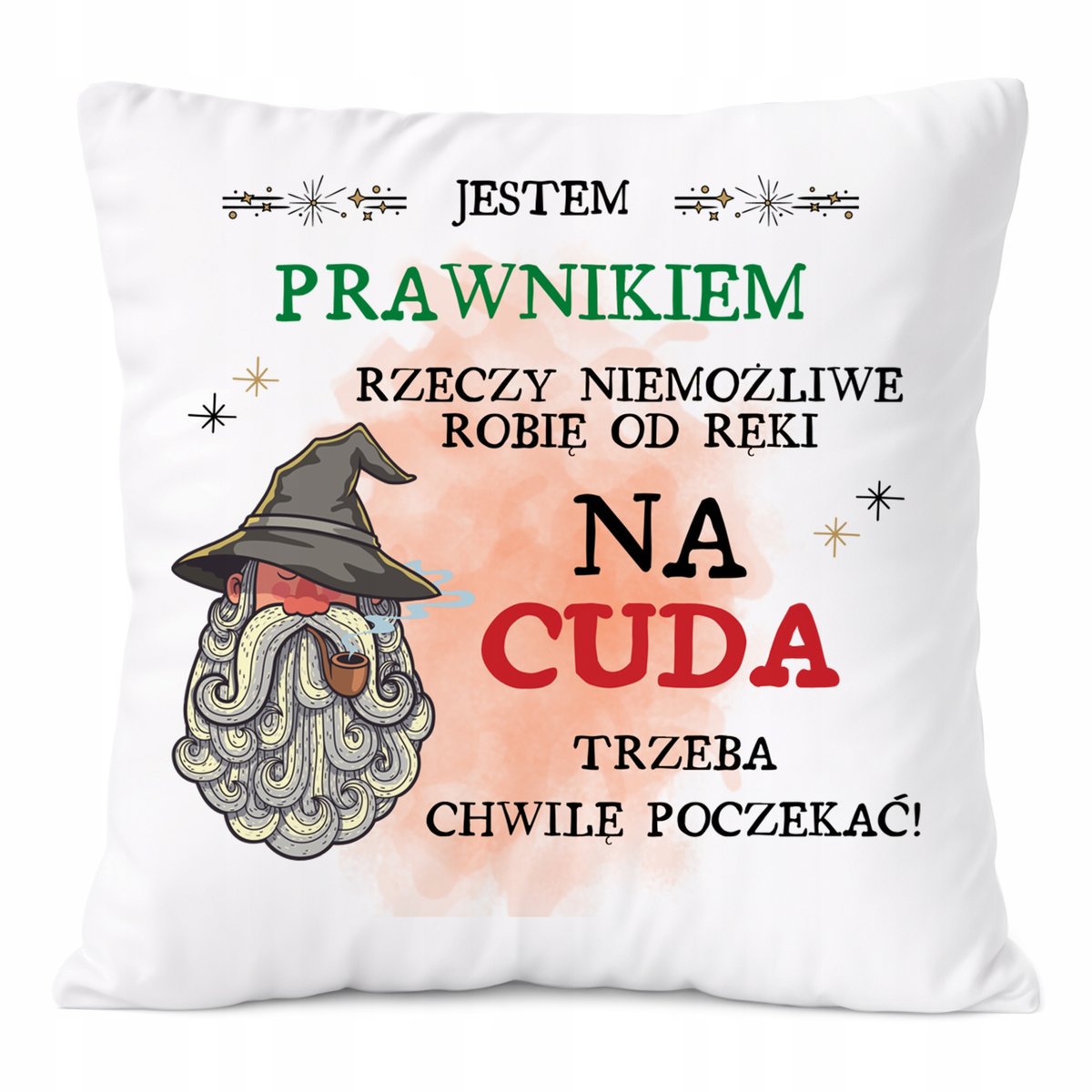 Poduszka Dla Prawnika na Prezent z Nadrukiem ze Zdjęciem Biała PoliDraw