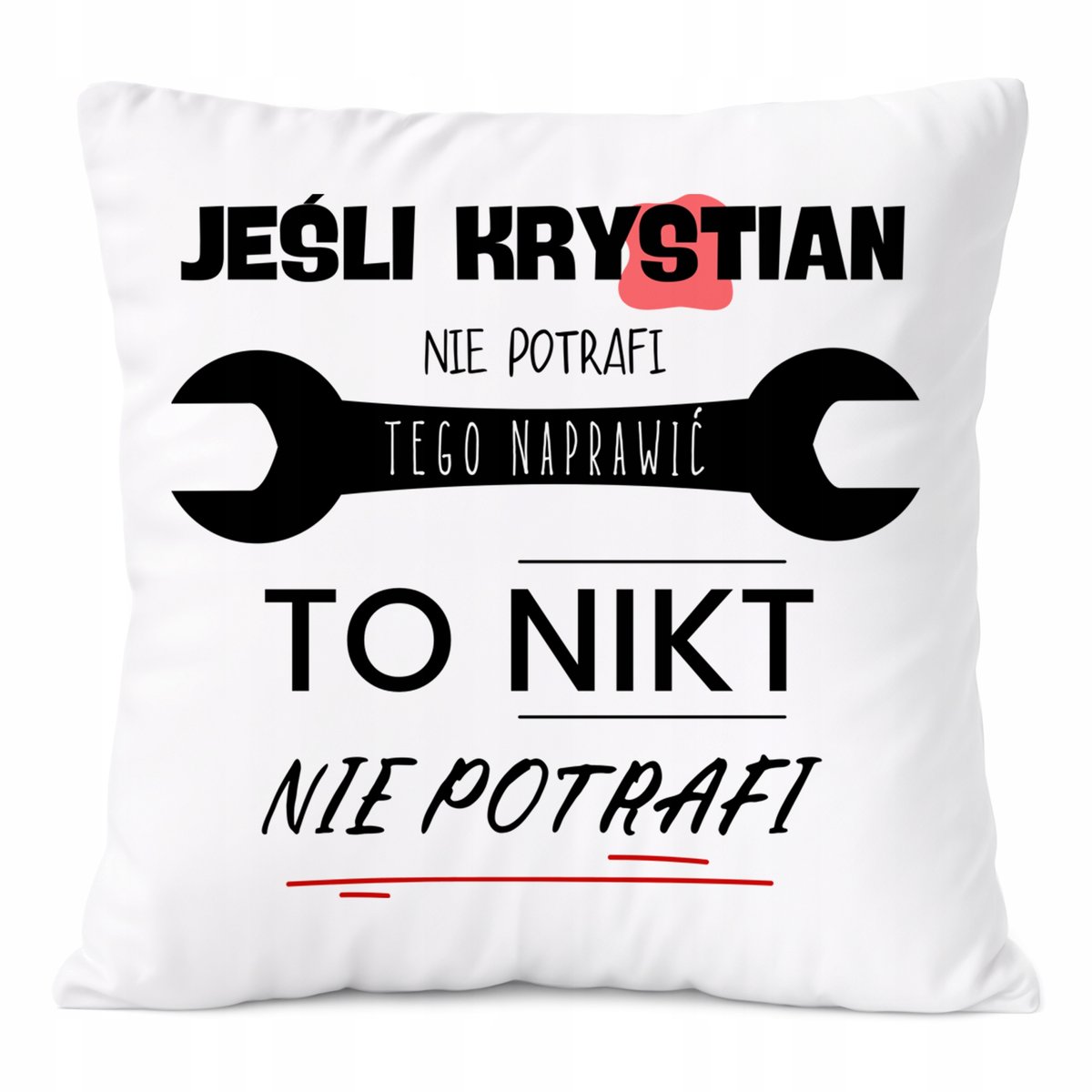 Poduszka Dla Krystiana na Prezent z Nadrukiem ze Zdjęciem Biała PoliDraw
