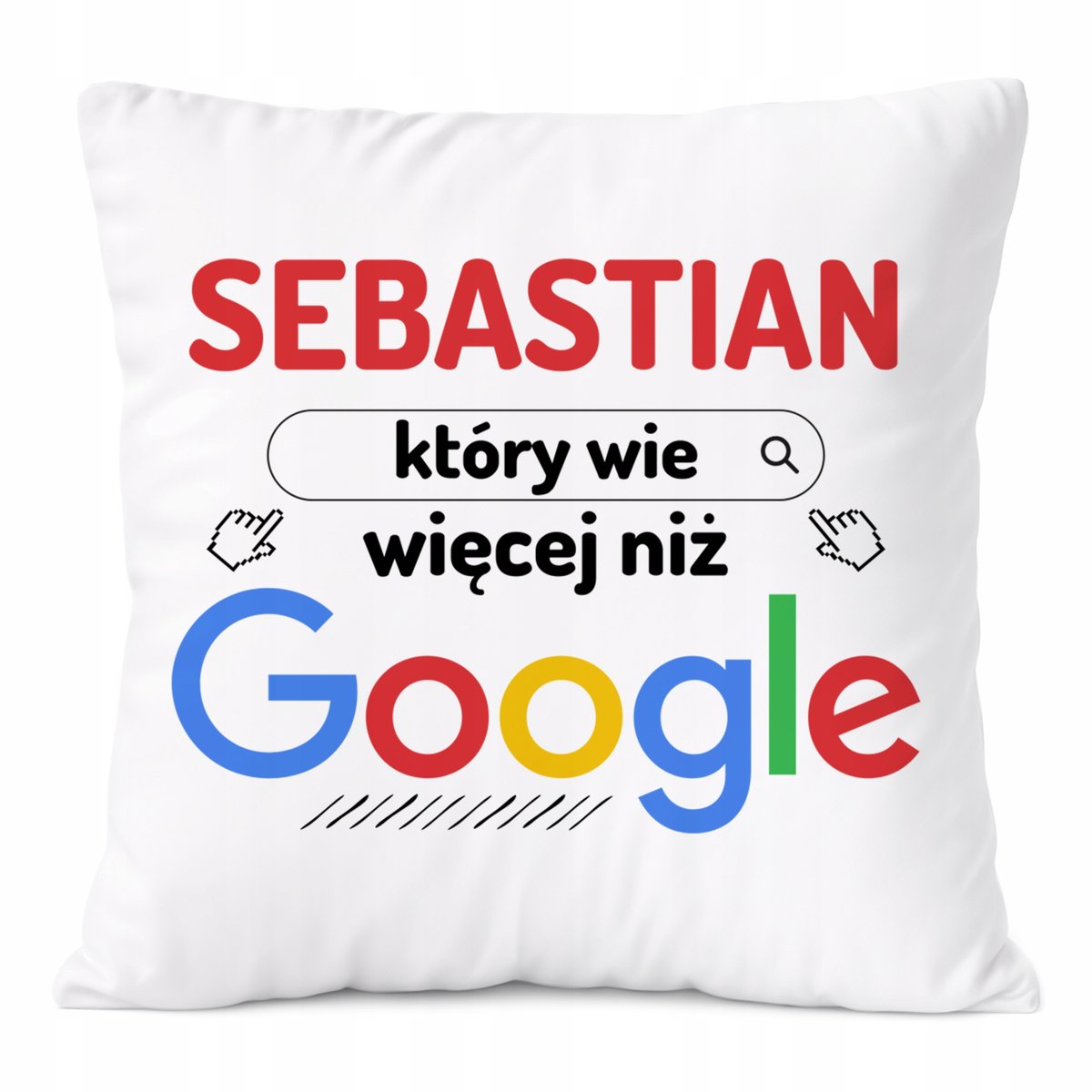 Poduszka Dla Sebastiana na Prezent z Nadrukiem ze Zdjęciem Biała PoliDraw