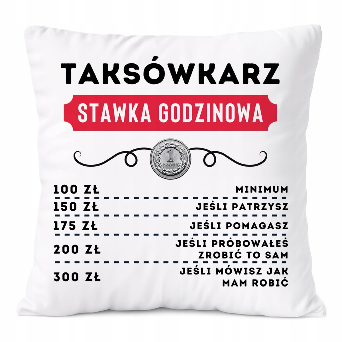 Poduszka Dla Taksówkarza na Prezent z Nadrukiem ze Zdjęciem Biała PoliDraw