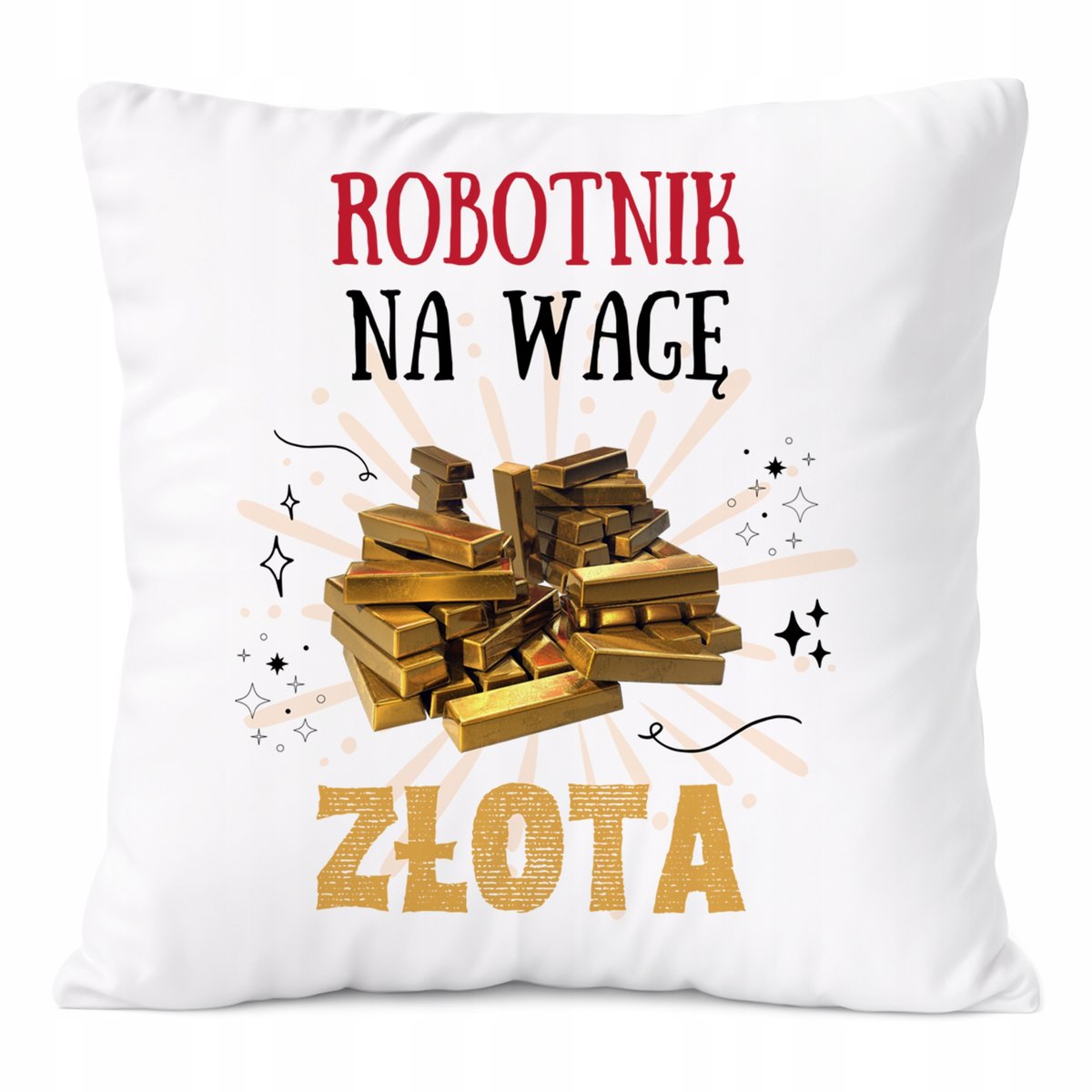 Poduszka Dla Robotnika na Prezent z Nadrukiem ze Zdjęciem Biała PoliDraw