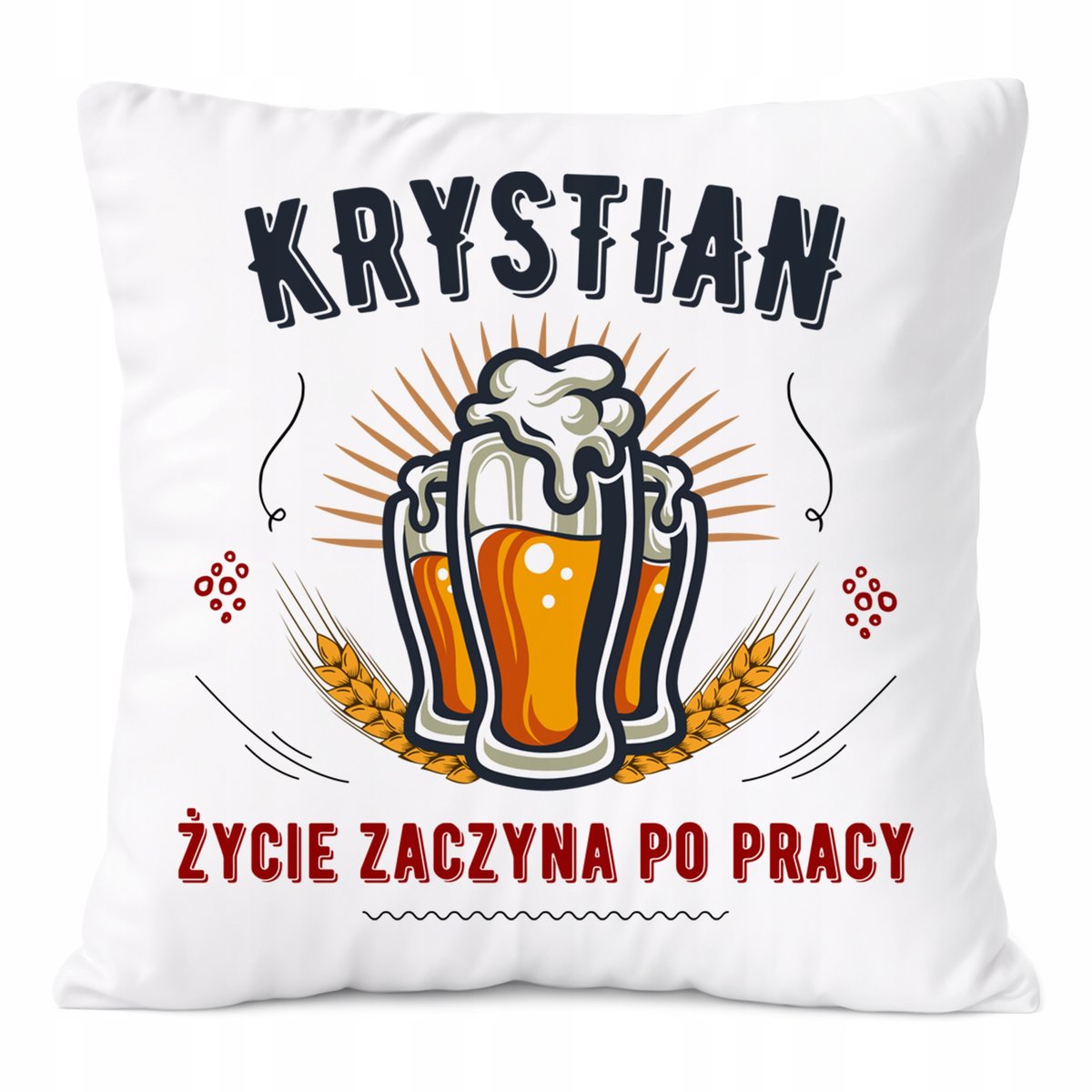 Poduszka Dla Krystiana na Prezent z Nadrukiem ze Zdjęciem Biała PoliDraw