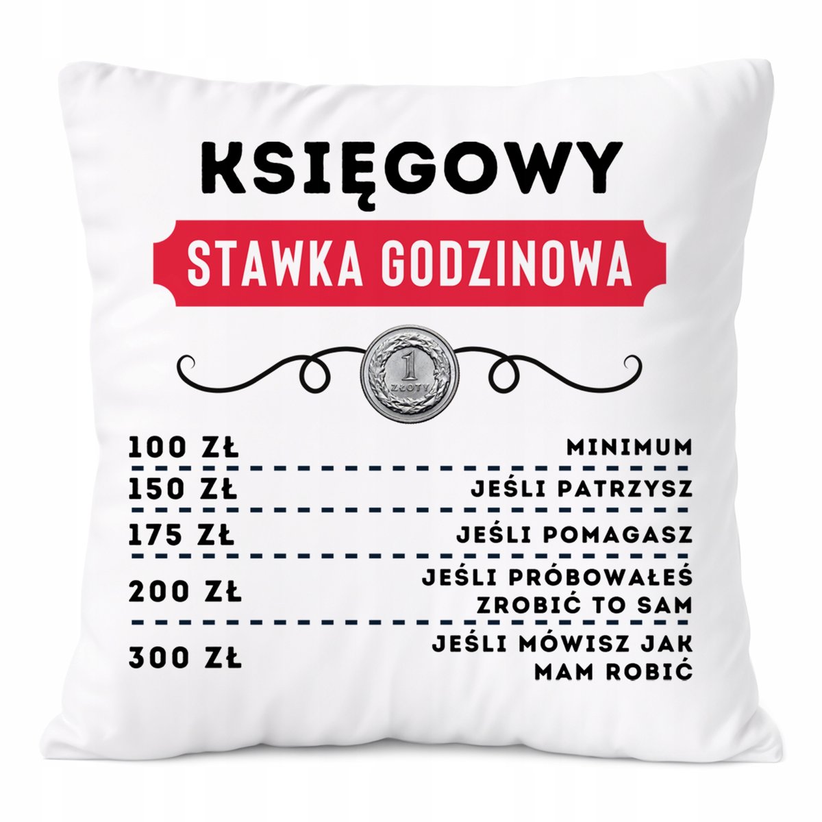 Poduszka Dla Księgowego na Prezent z Nadrukiem ze Zdjęciem Biała PoliDraw