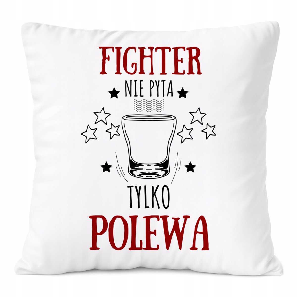 Poduszka Dla Fightera na Prezent z Nadrukiem ze Zdjęciem Biała PoliDraw