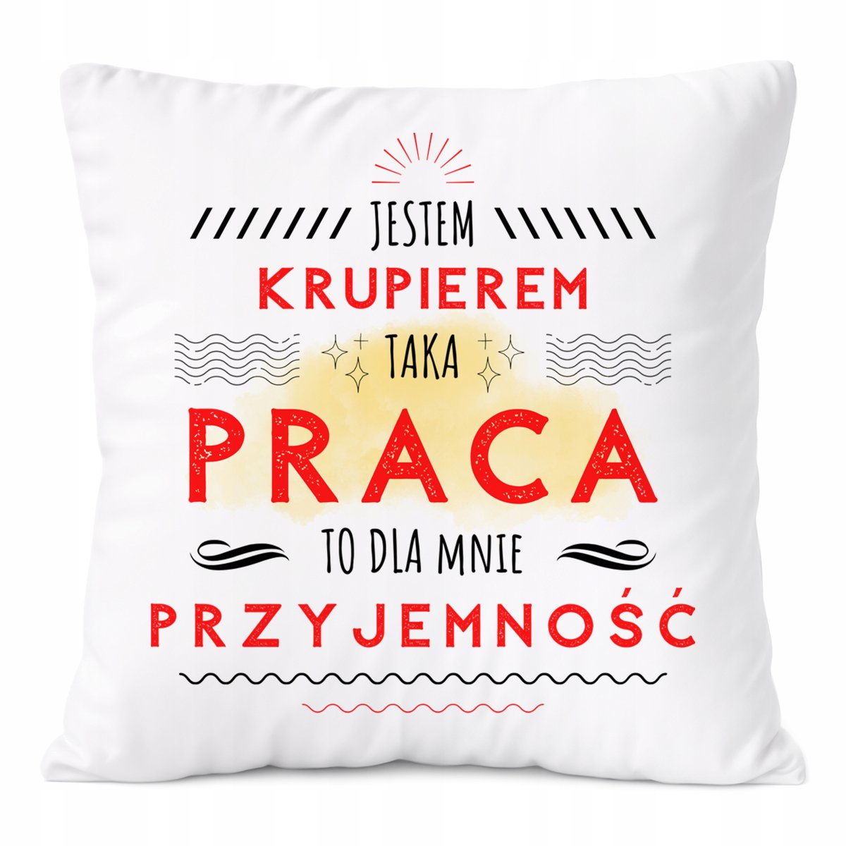 Poduszka Dla Krupiera na Prezent z Nadrukiem ze Zdjęciem Biała PoliDraw
